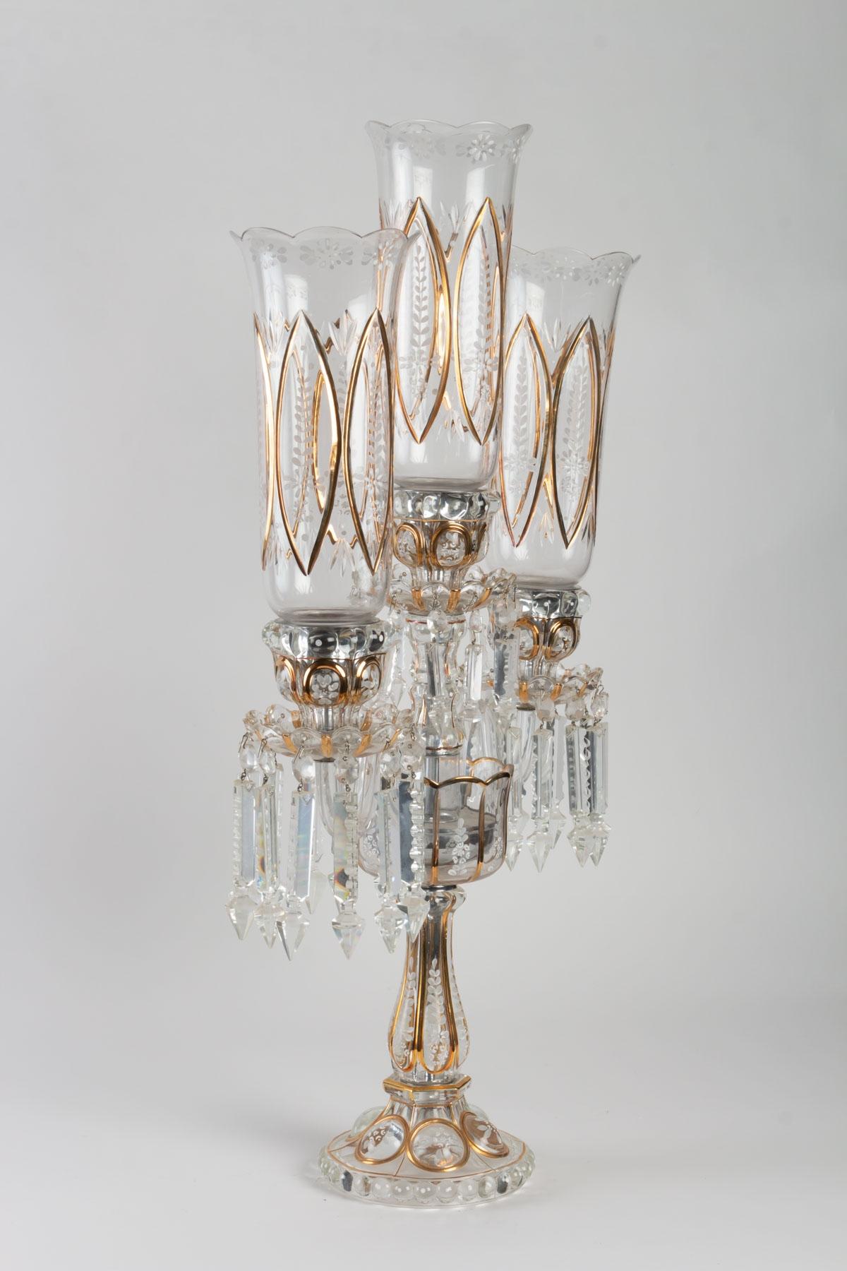 Pair of Baccarat Candelabra with Three Arms 2