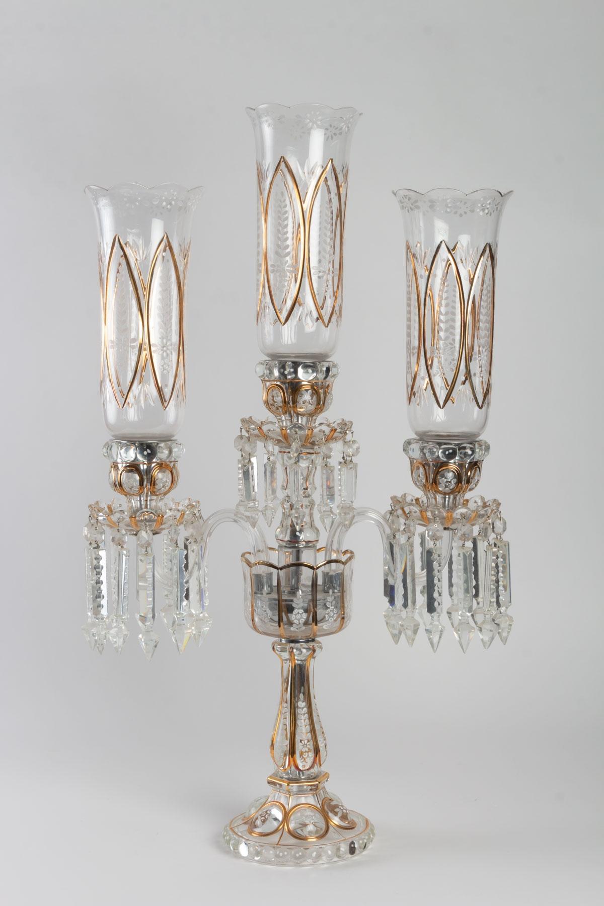 Pair of Baccarat Candelabra with Three Arms 4