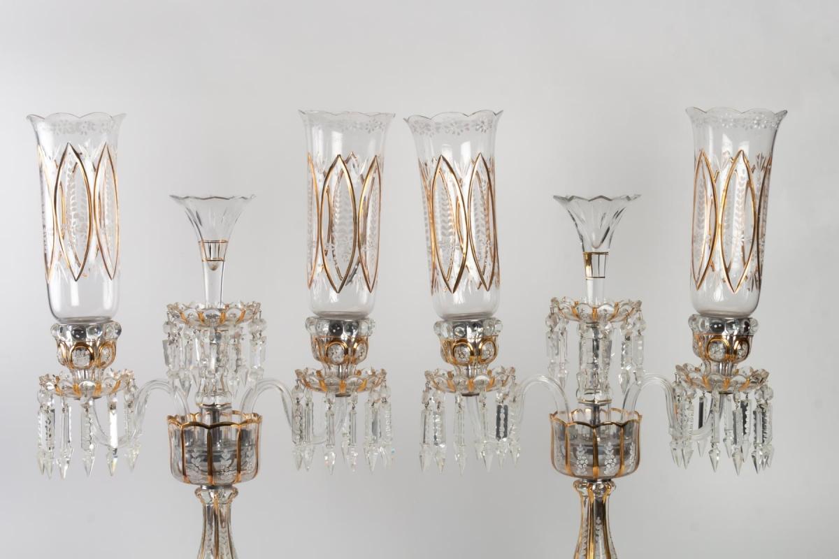 Pair of Baccarat Candelabra with Three Arms 5