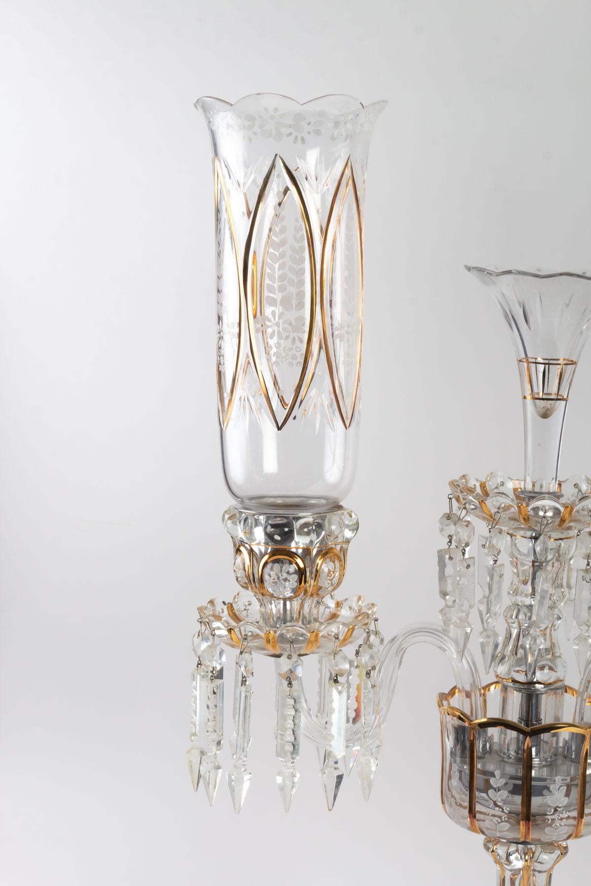 Pair of Baccarat Candelabra with Three Arms 8