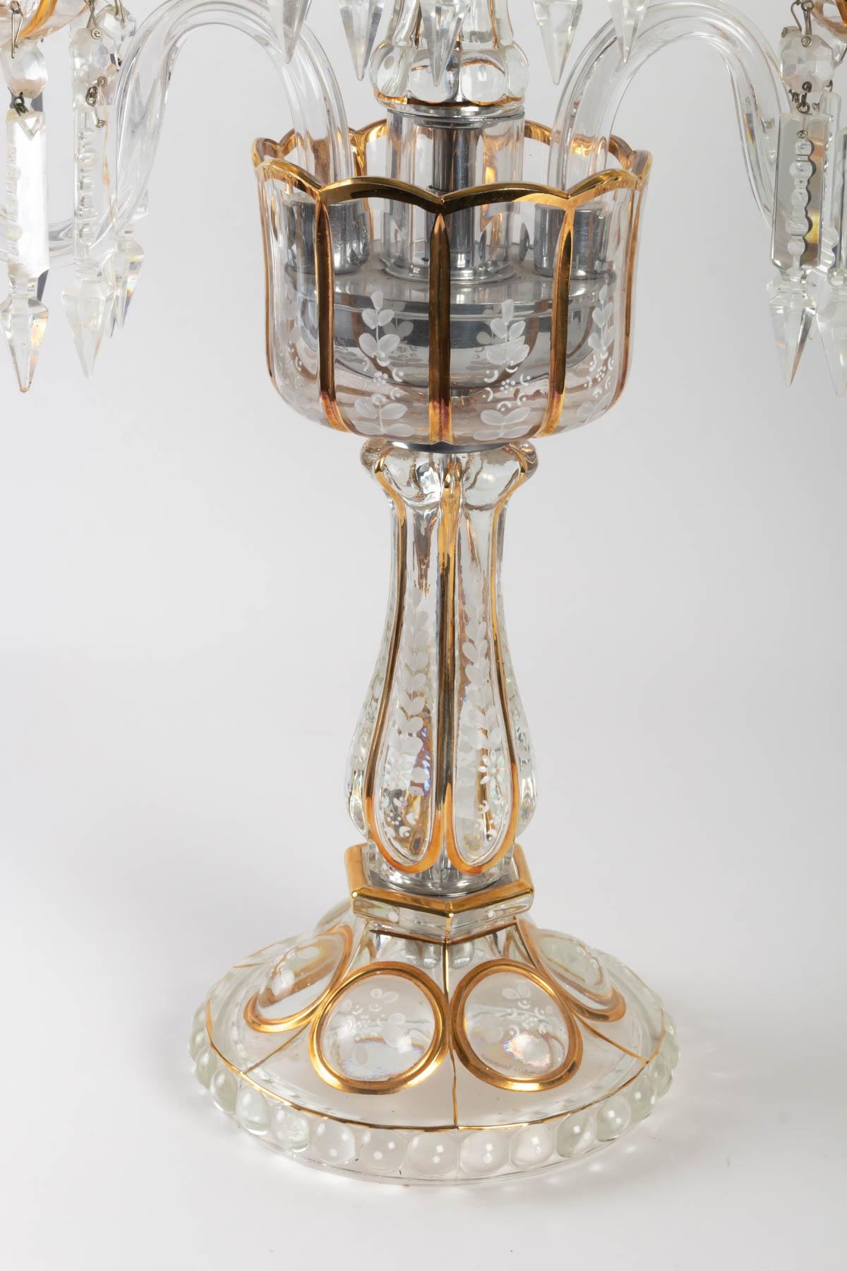 Pair of Baccarat Candelabra with Three Arms 9