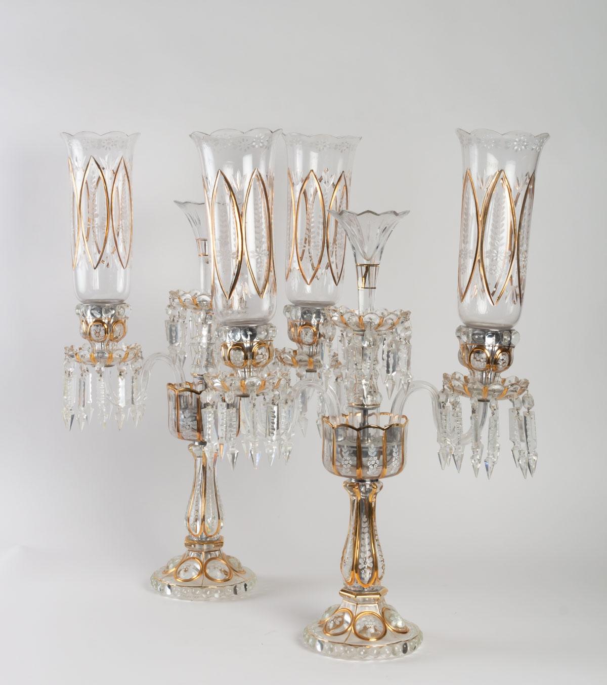 Pair of Baccarat Candelabra with Three Arms 11