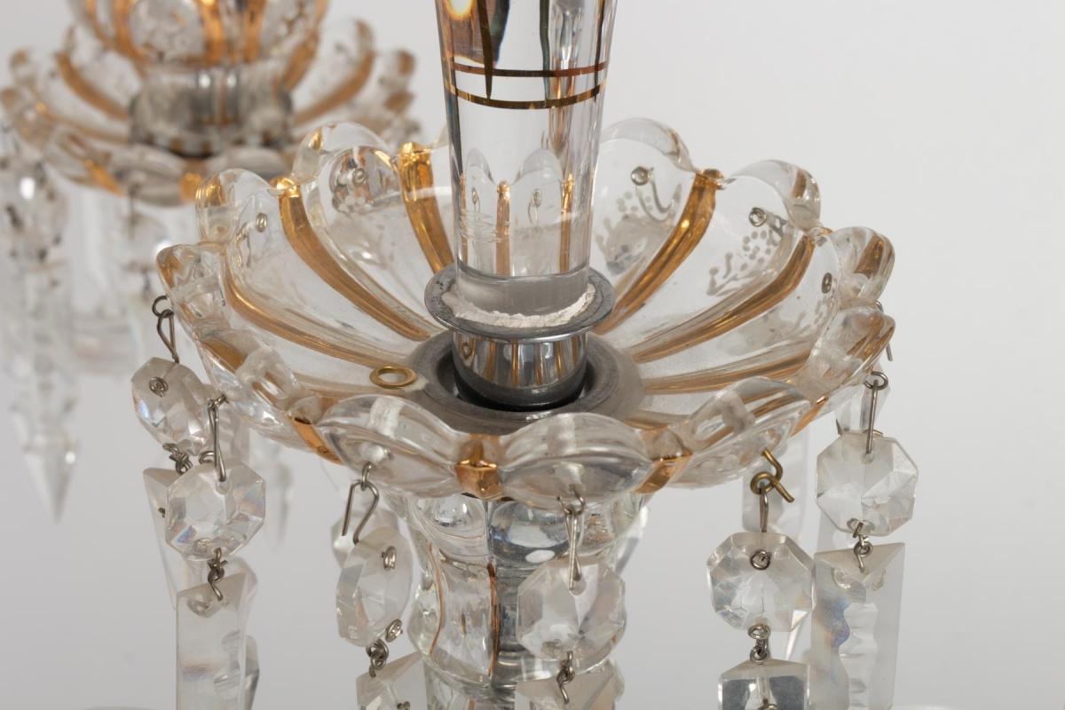 Pair of Baccarat Candelabra with Three Arms 12