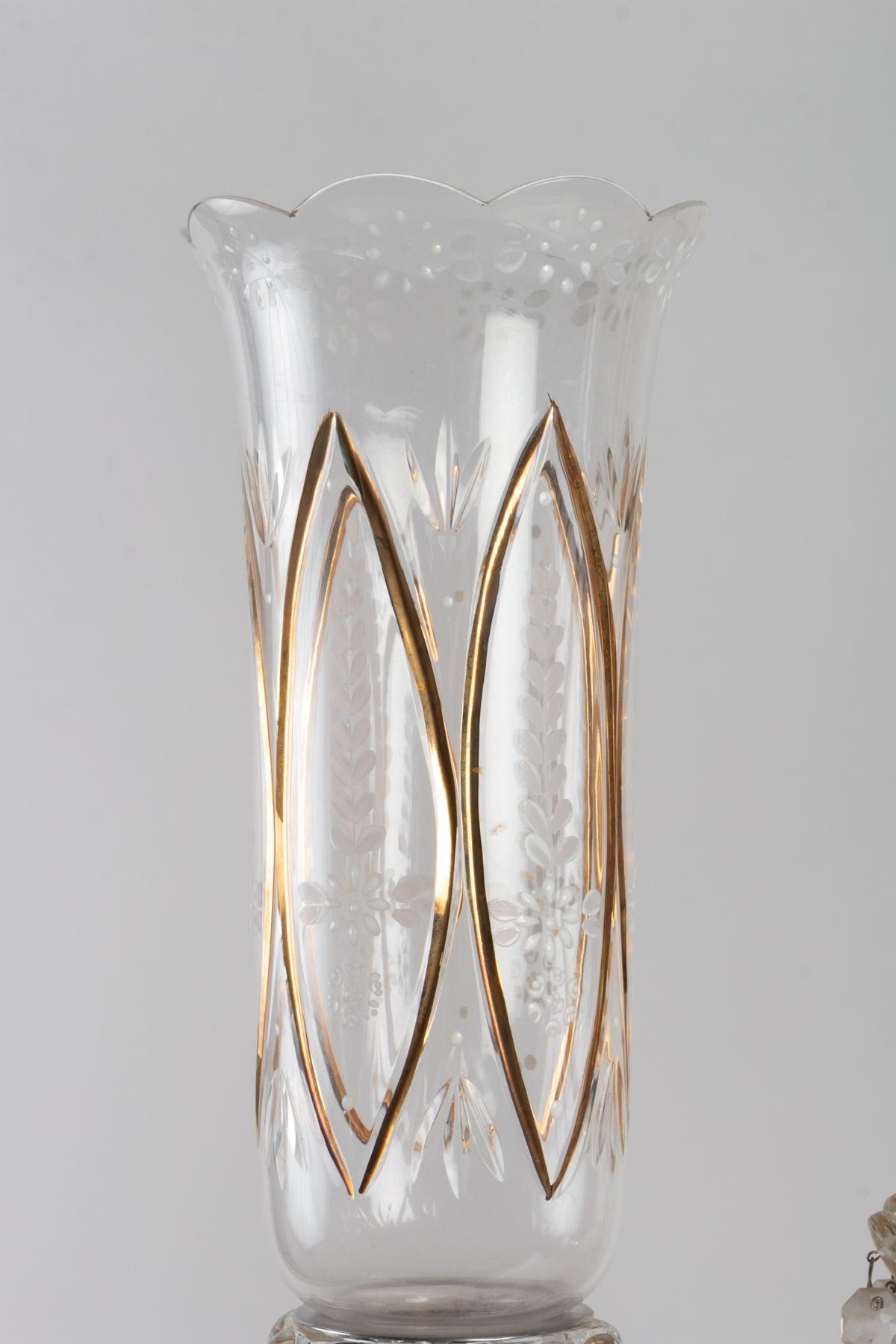 French Pair of Baccarat Candelabra with Three Arms