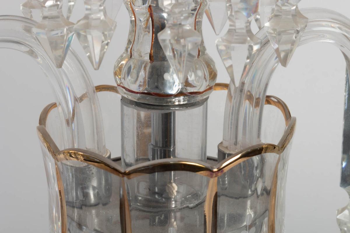 Crystal Pair of Baccarat Candelabra with Three Arms