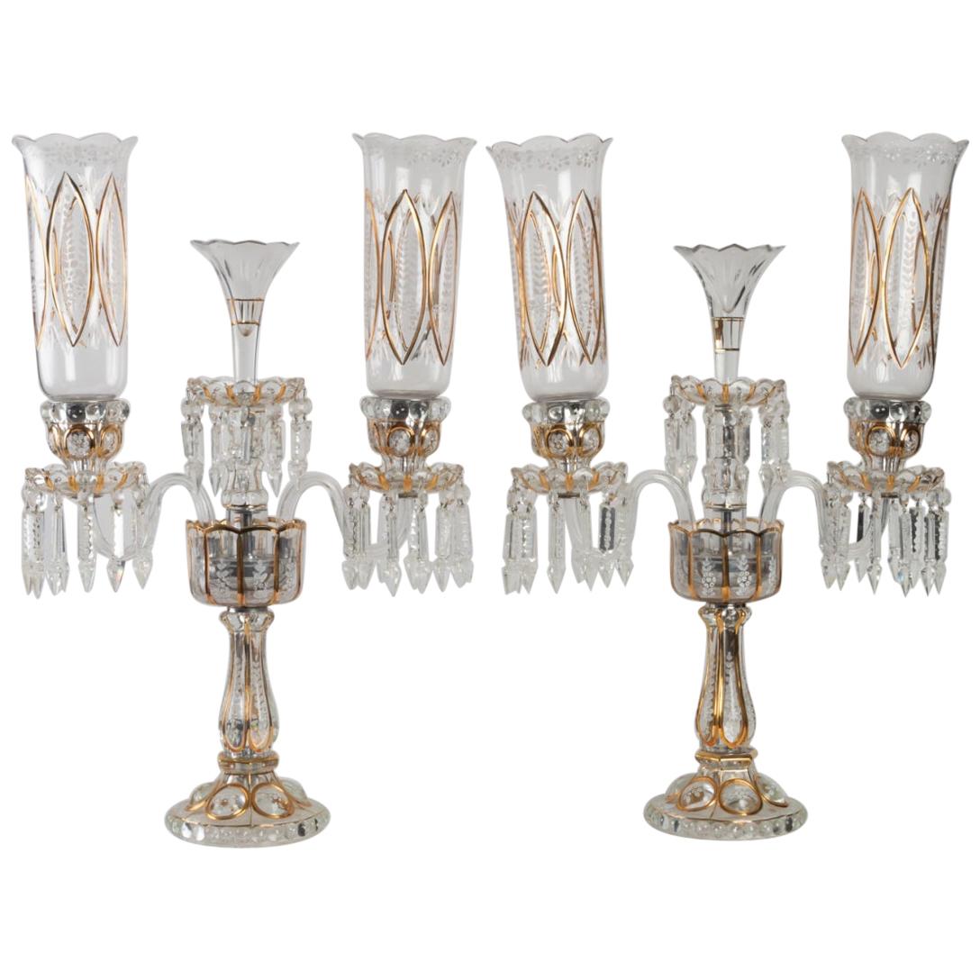 Pair of Baccarat Candelabra with Three Arms