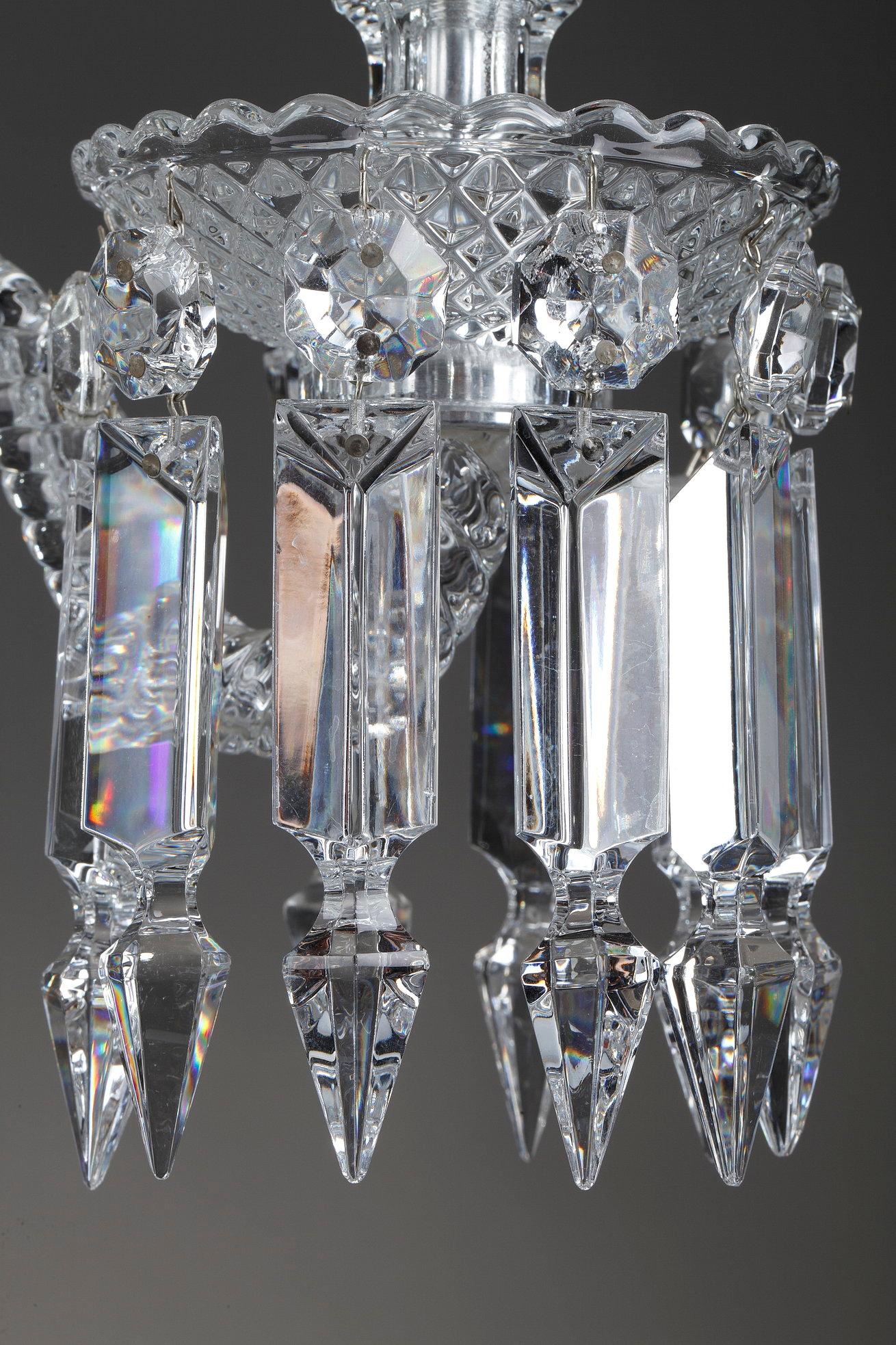 Pair of Baccarat Candelabras in Molded Crystal with Four Lights 11