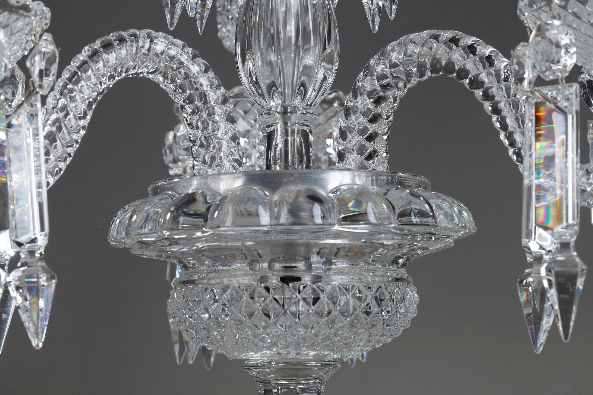 Pair of Baccarat Candelabras in Molded Crystal with Four Lights 2