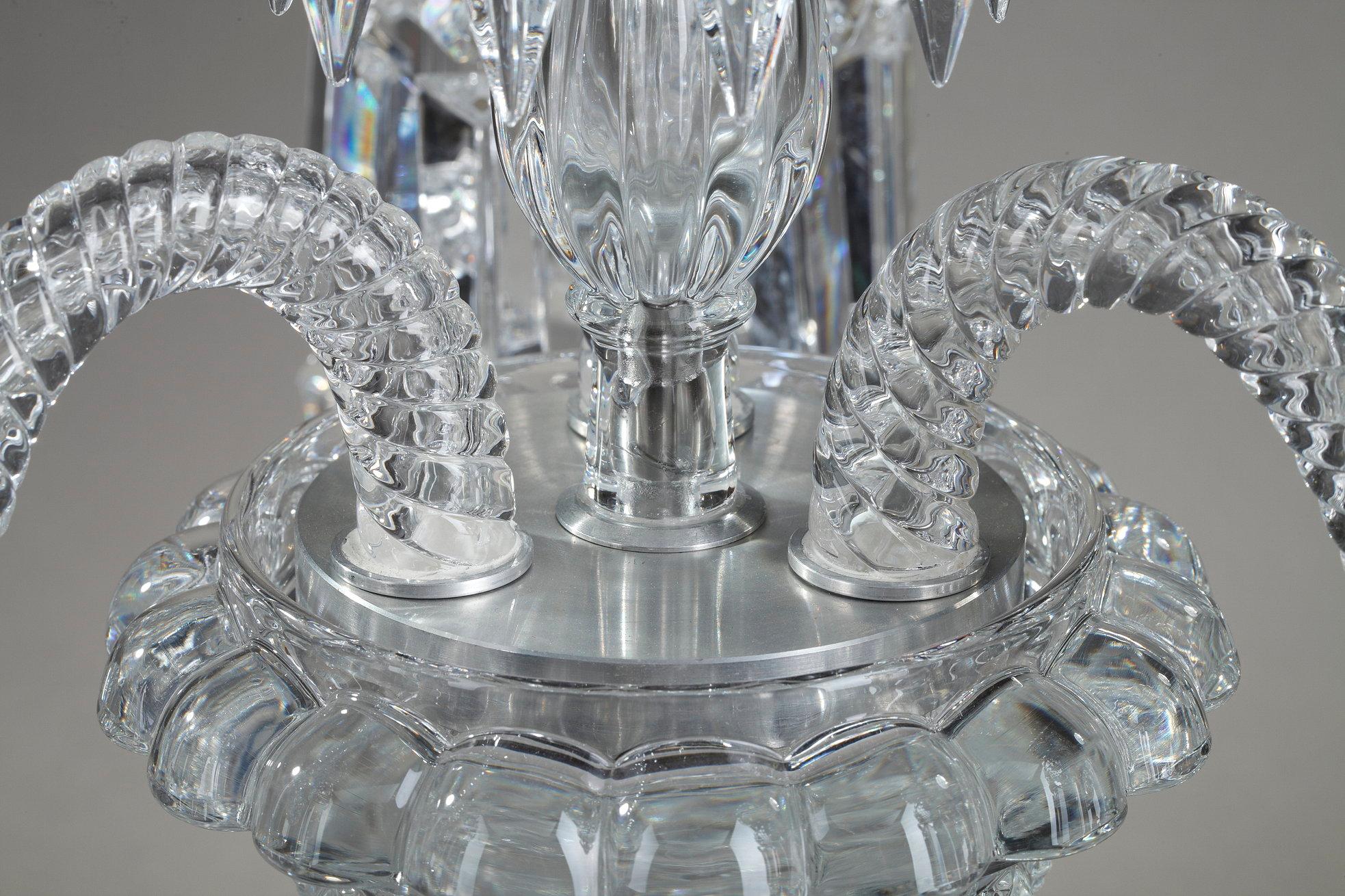 Pair of Baccarat Candelabras in Molded Crystal with Four Lights 3