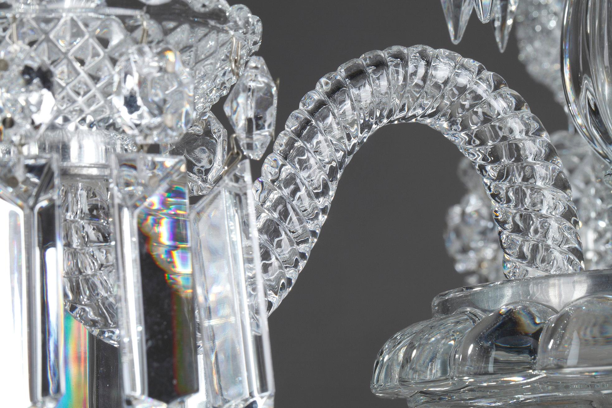 Pair of Baccarat Candelabras in Molded Crystal with Four Lights 4