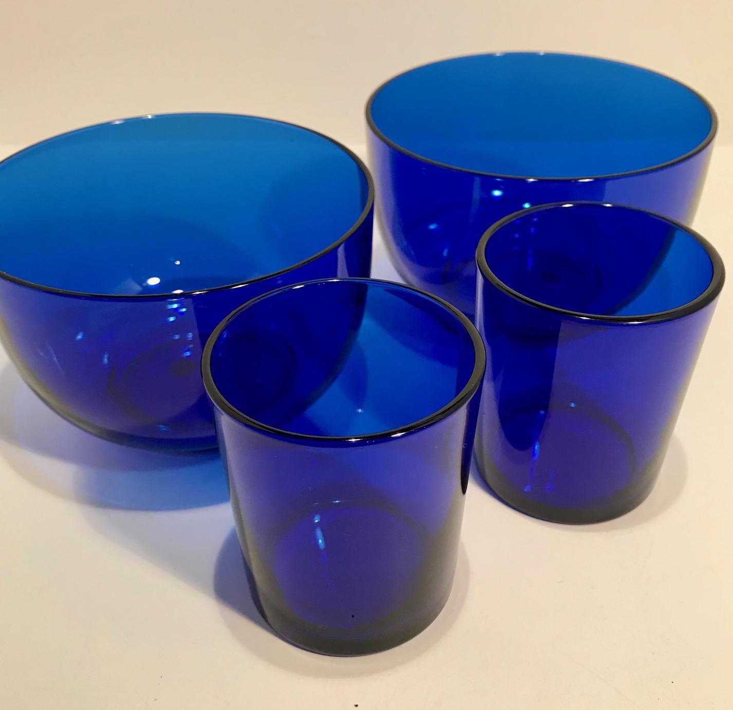Belle Époque Pair of Baccarat Cobalt Blue Chilling Bowls