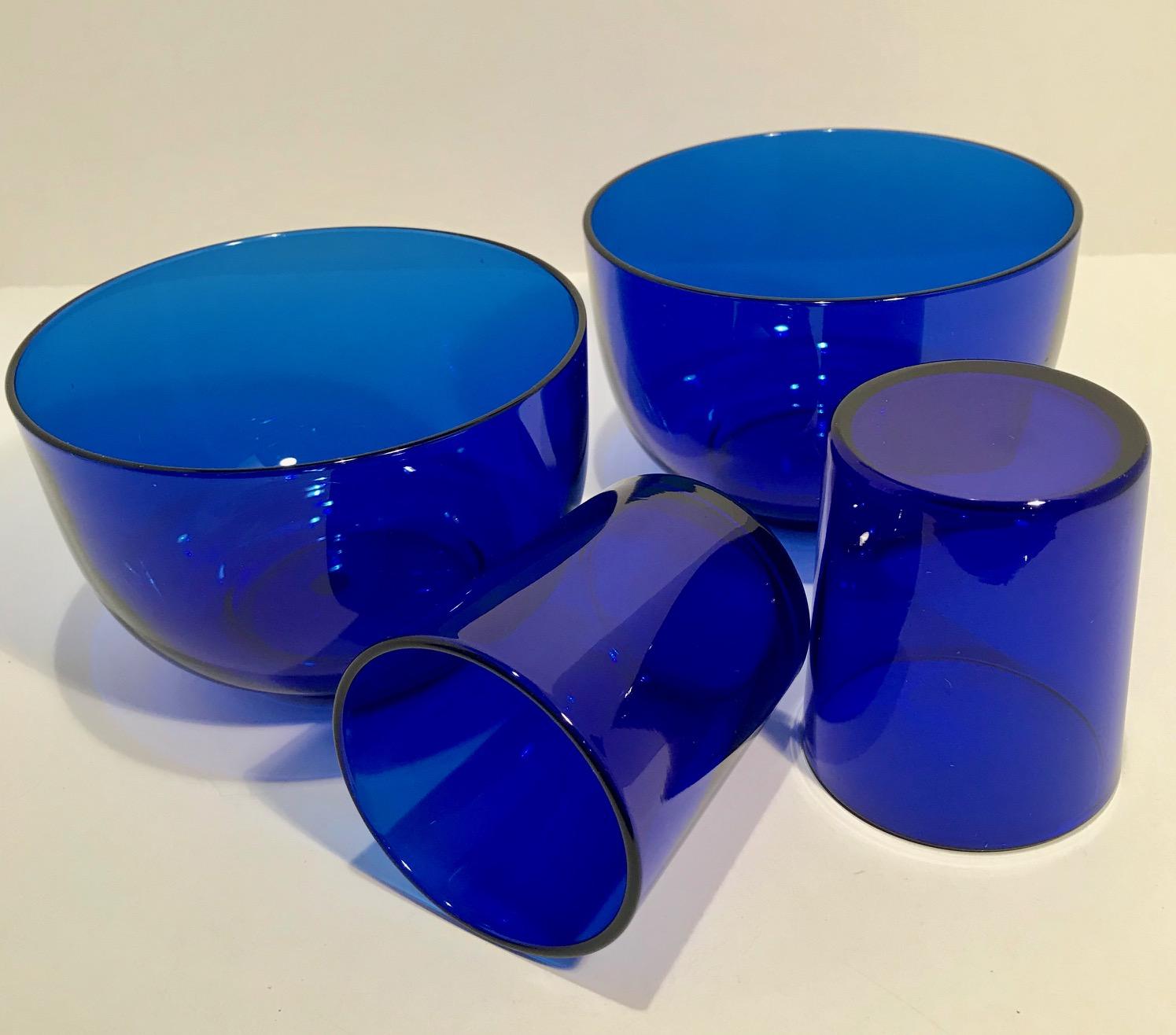 French Pair of Baccarat Cobalt Blue Chilling Bowls