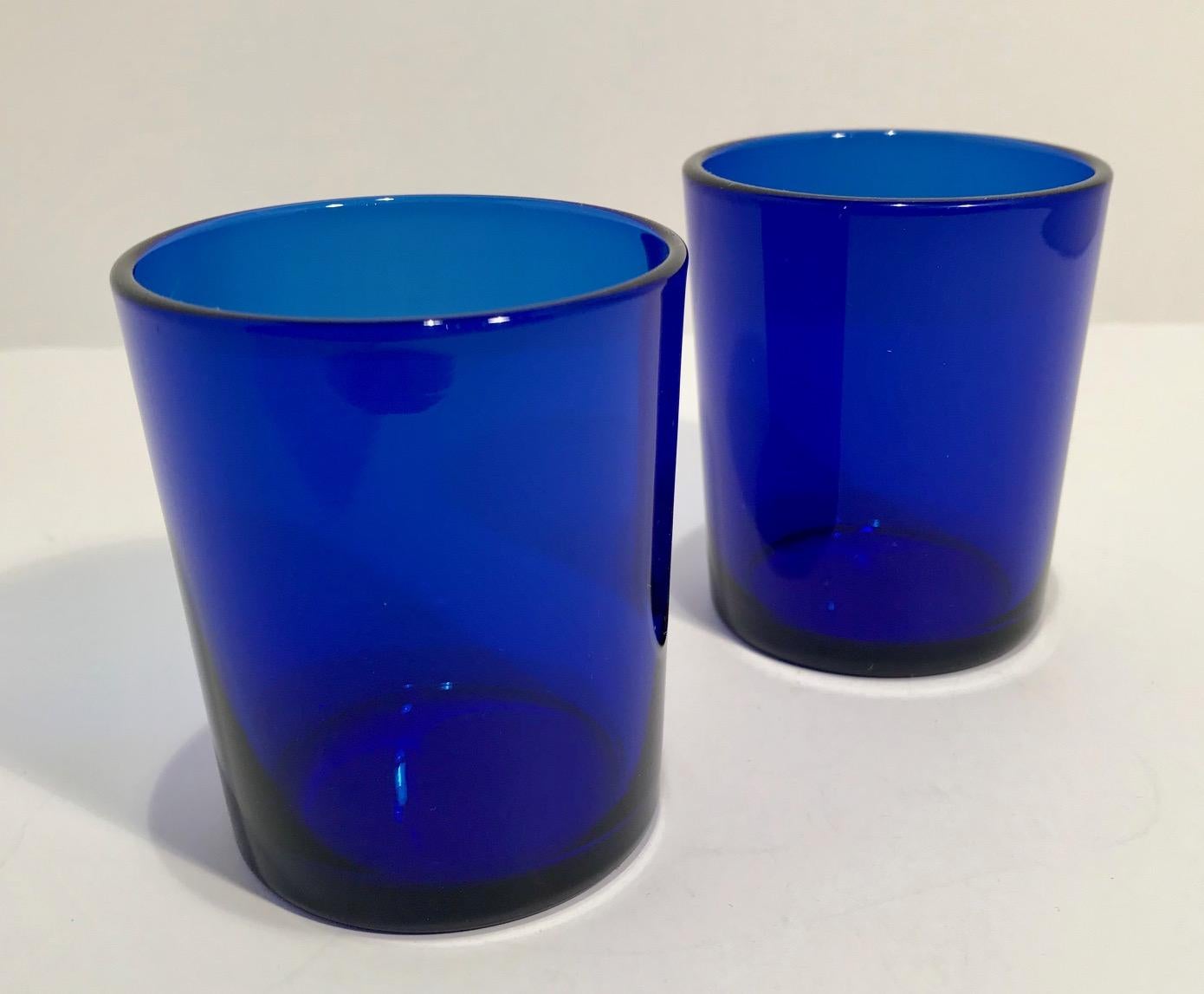 Hand-Crafted Pair of Baccarat Cobalt Blue Chilling Bowls