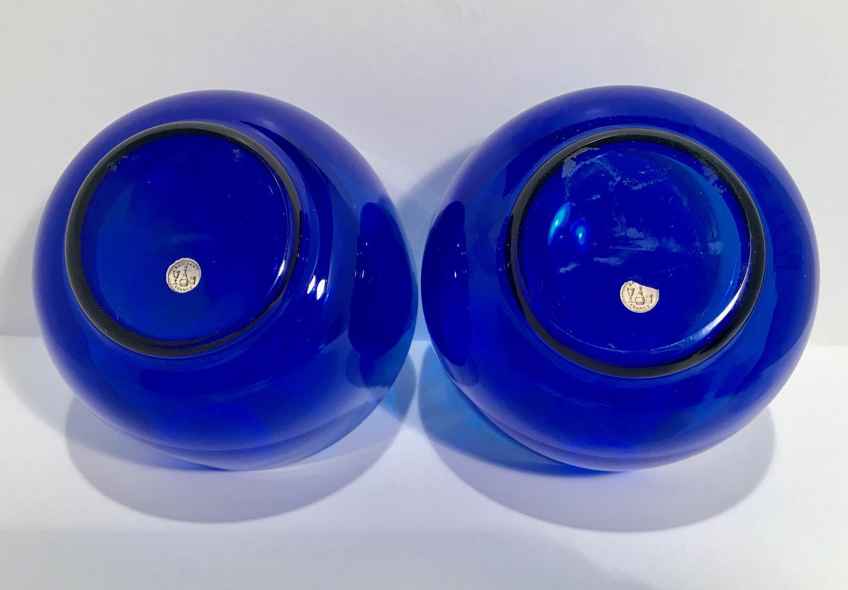 Pair of Baccarat Cobalt Blue Chilling Bowls In Good Condition In West Palm Beach, FL