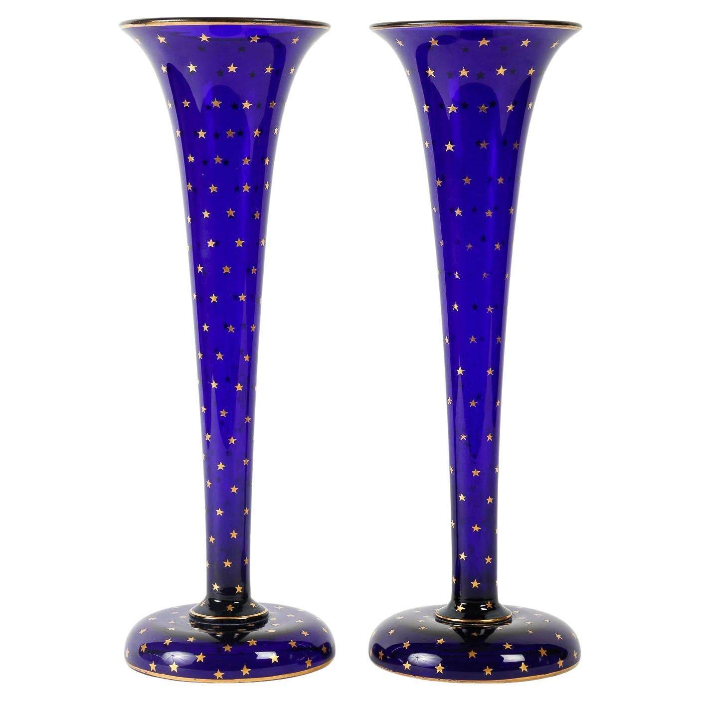 Pair of Baccarat Crystal Bouquetières, Soliflores, Napoleon III Period. For Sale