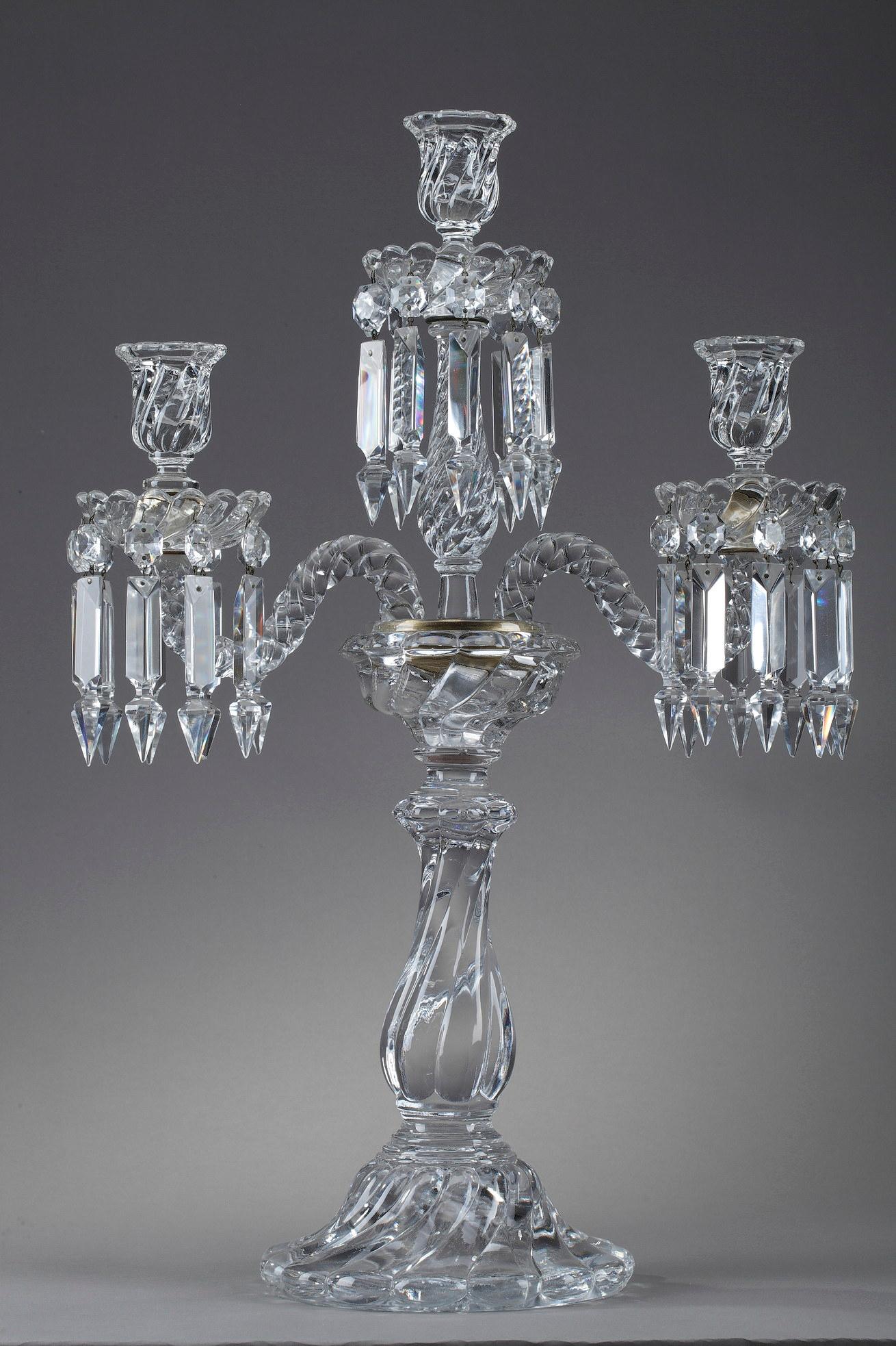French Pair of Baccarat Crystal Candelabra