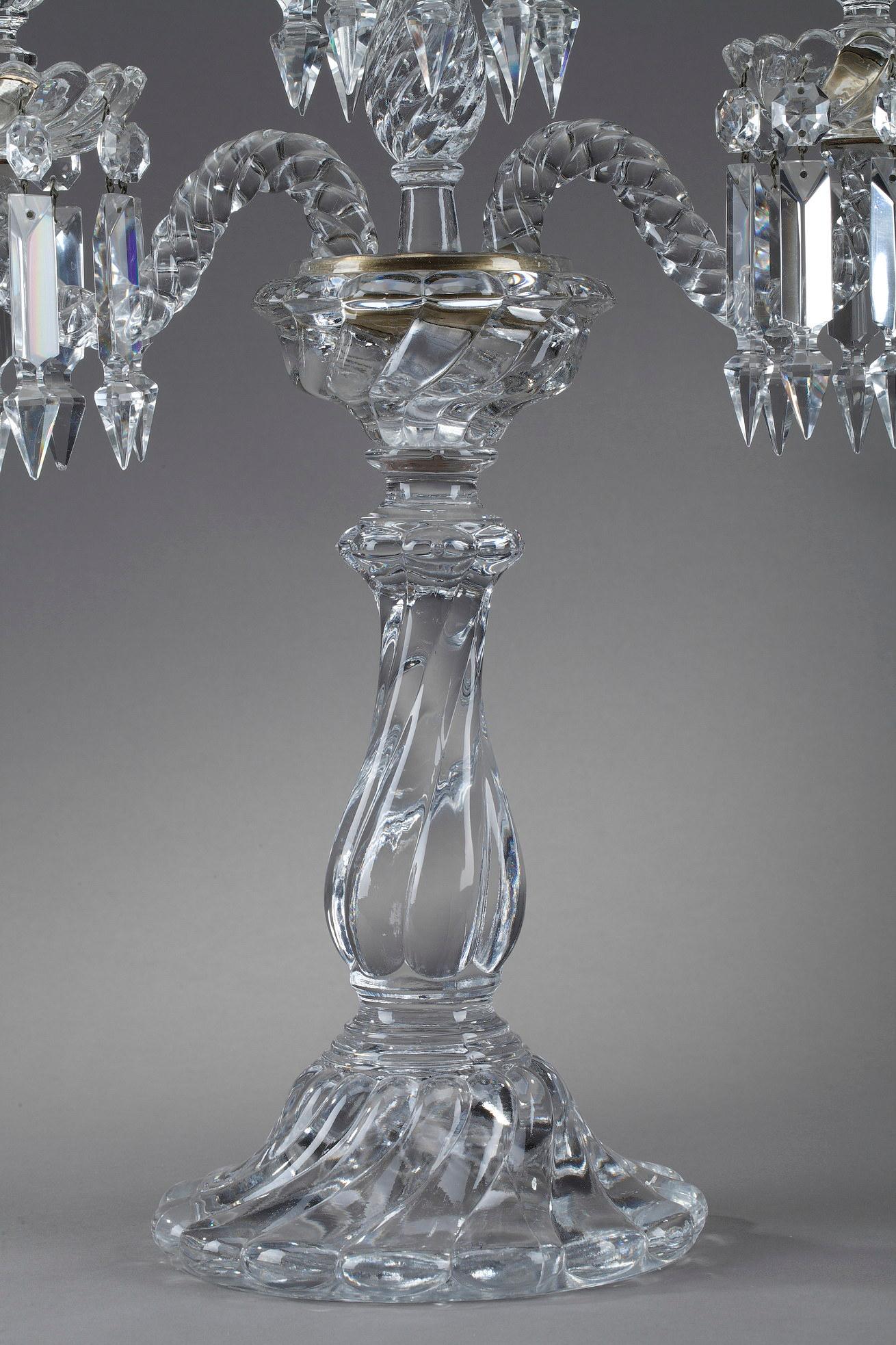 Pair of Baccarat Crystal Candelabra In Good Condition In Paris, FR