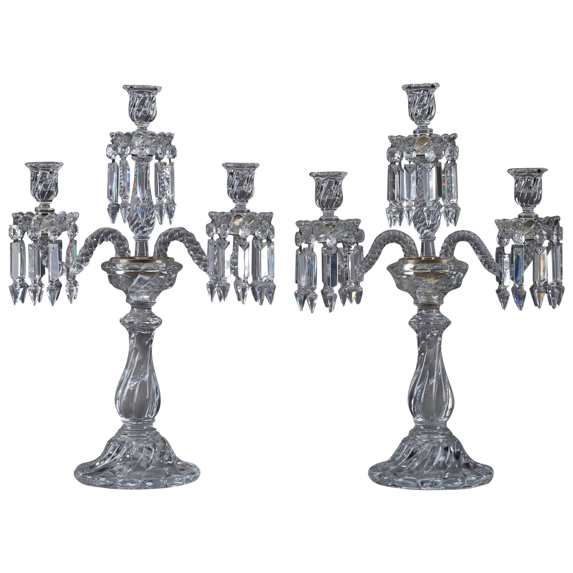 Pair of Baccarat Crystal Candelabra