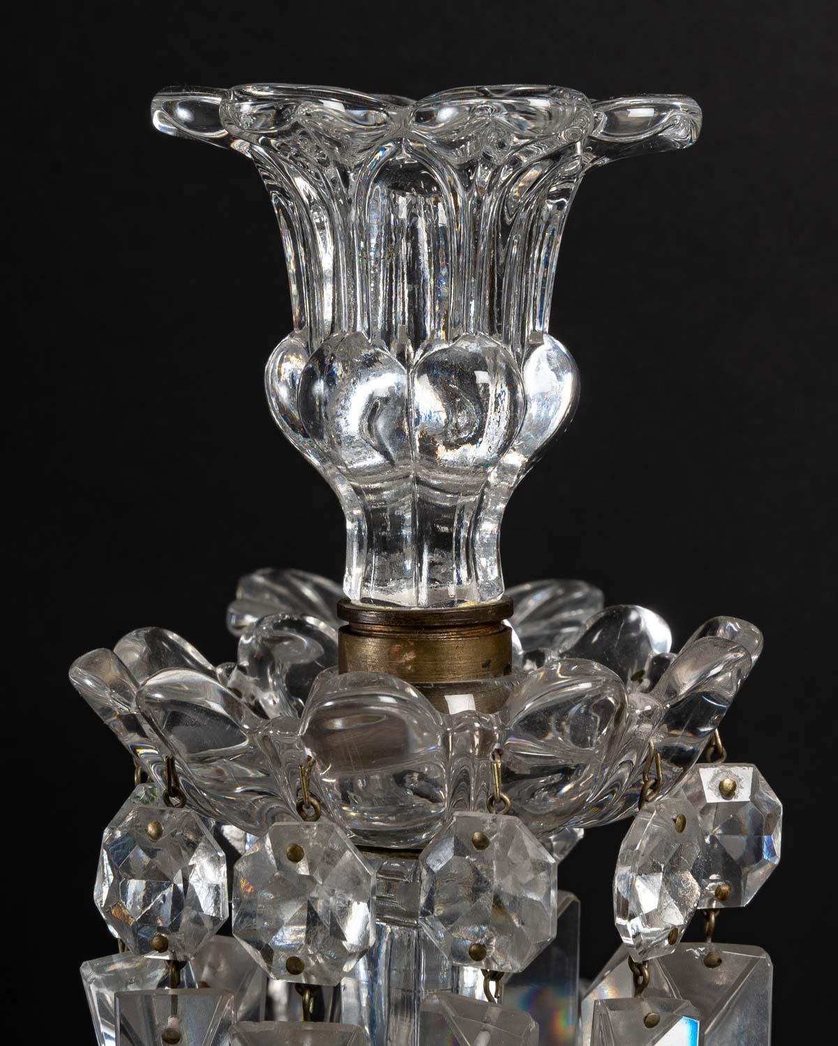 Napoleon III Pair of Baccarat Crystal Candelabras, Early 20th Century
