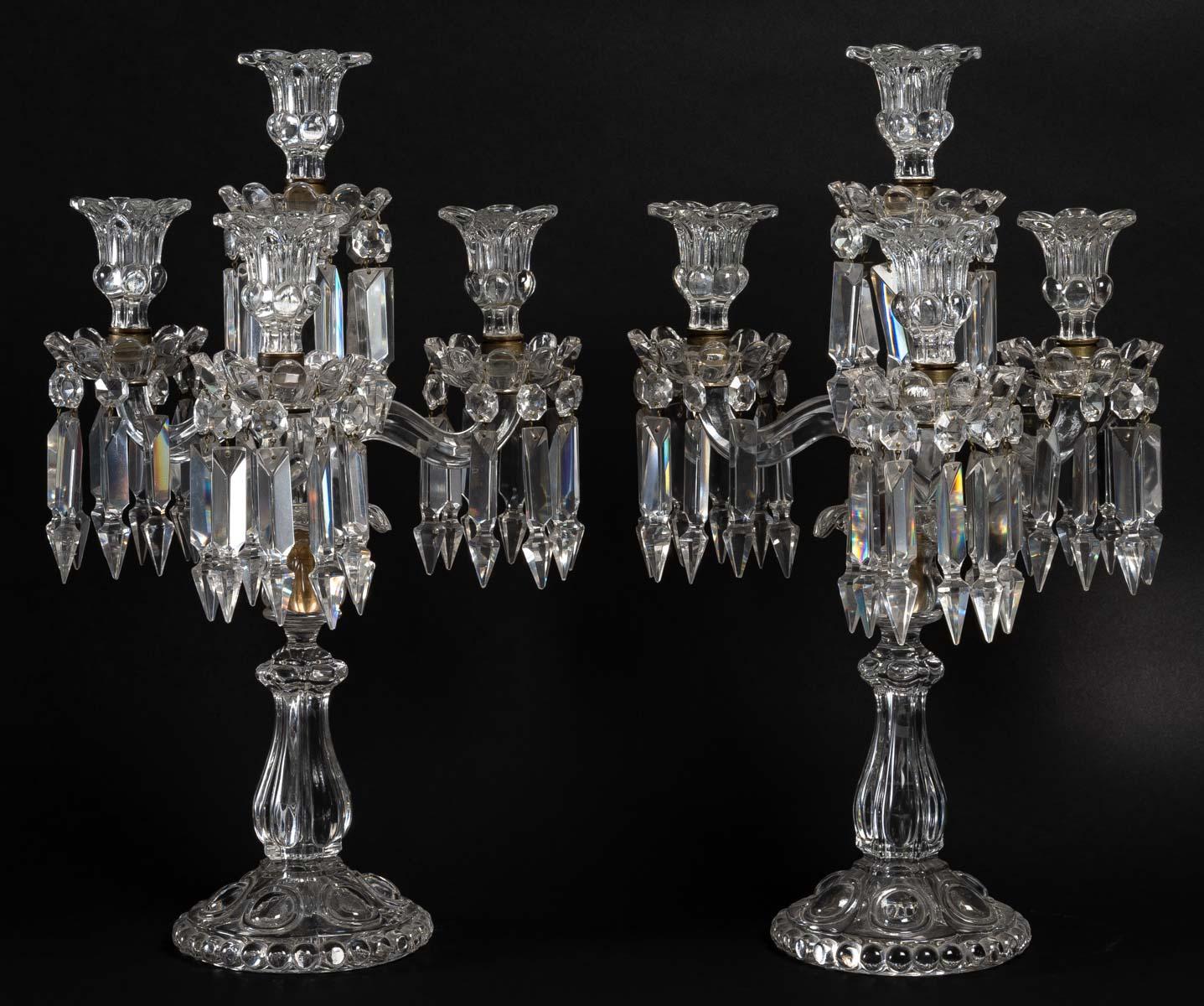 Pair of Baccarat Crystal Candelabras, Early 20th Century 1