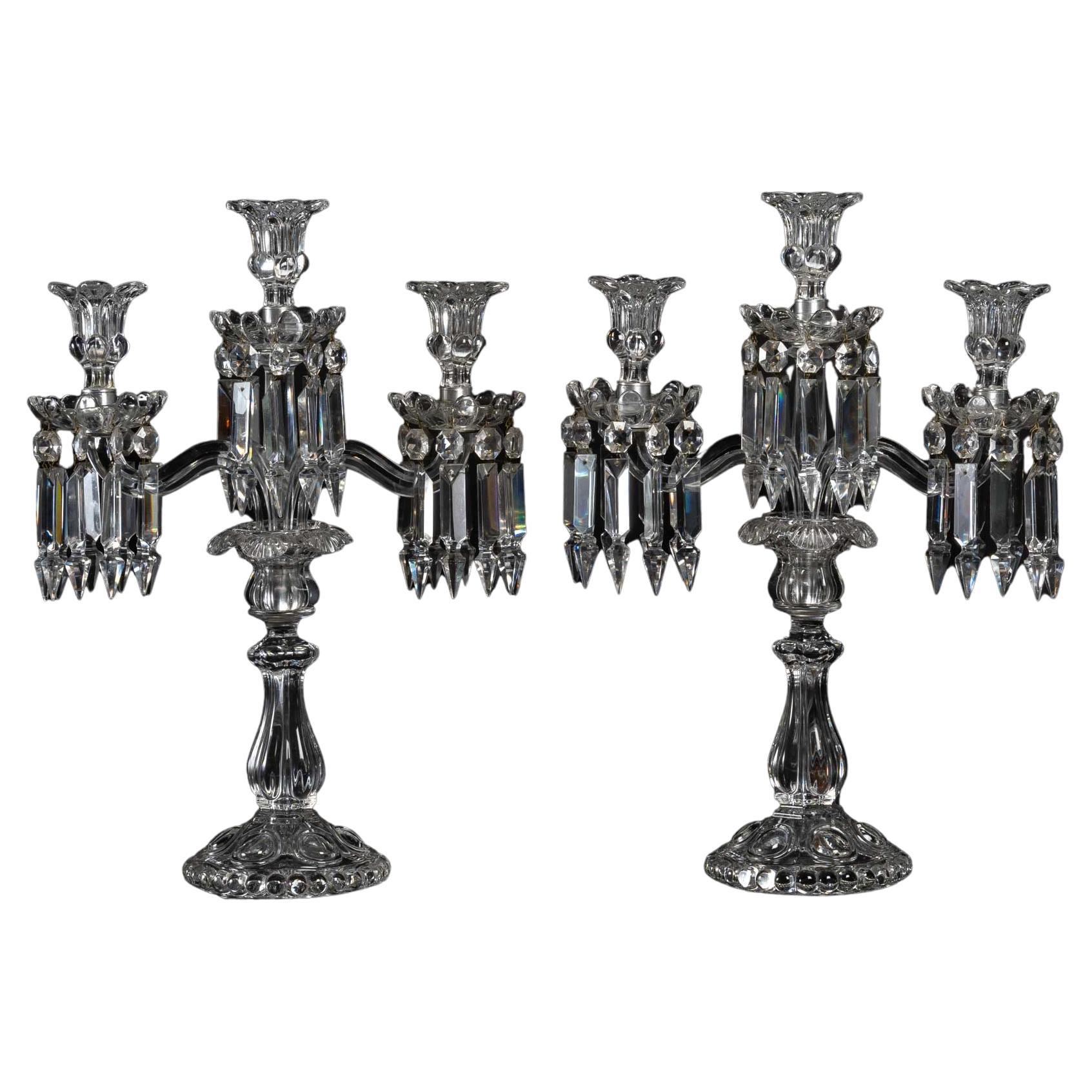 Pair of Baccarat Crystal Candelabras, Early 20th Century