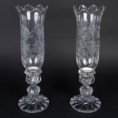 Pair of Baccarat Crystal Candle Holders, Early 20th Century, Napoleon III Style.