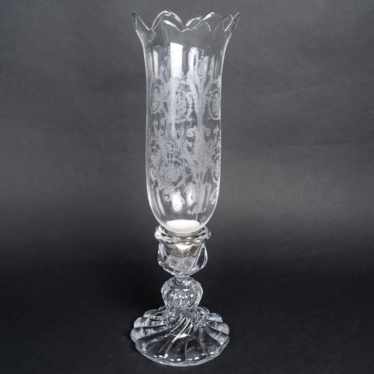 Pair of Baccarat Crystal Candle Holders, Early 20th Century, Napoleon III Style. In Good Condition For Sale In Saint-Ouen, FR