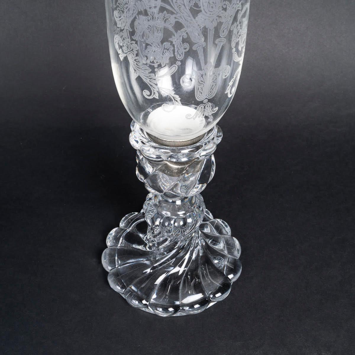 19th Century Pair of Baccarat Crystal Candle Holders, Early 20th Century, Napoleon III Style. For Sale