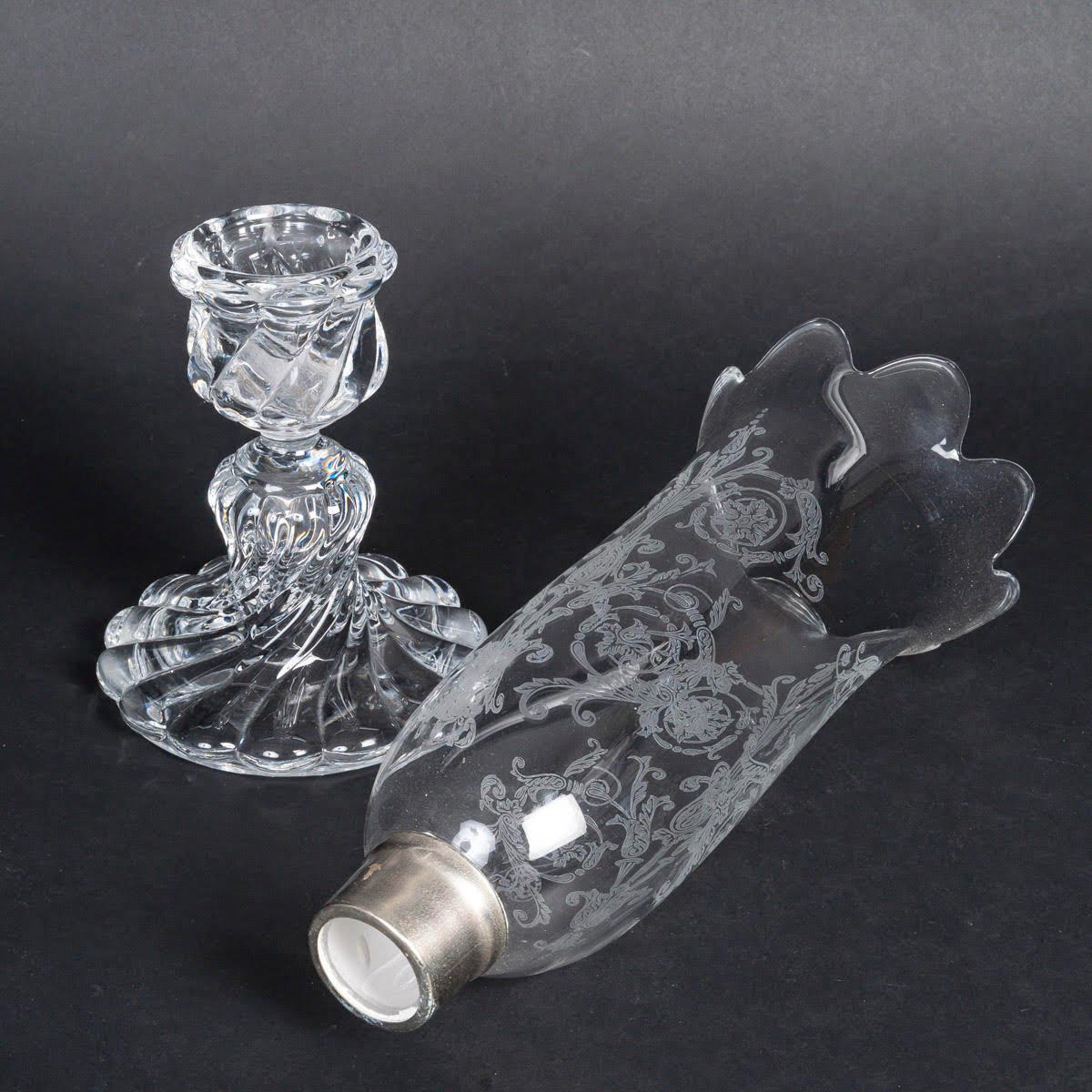 Pair of Baccarat Crystal Candle Holders, Early 20th Century, Napoleon III Style. For Sale 1