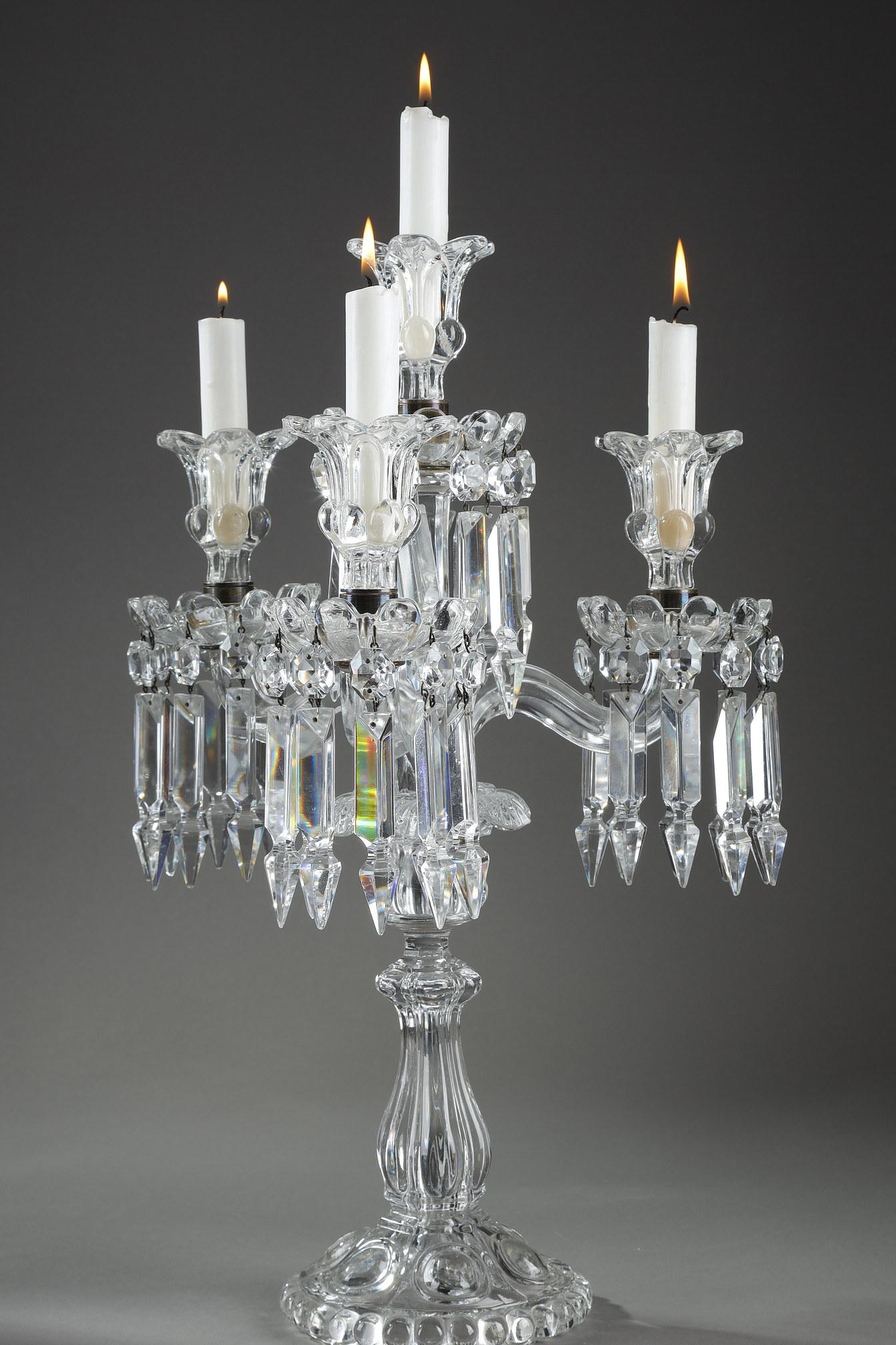 Pair of Baccarat Crystal Candleholders 9