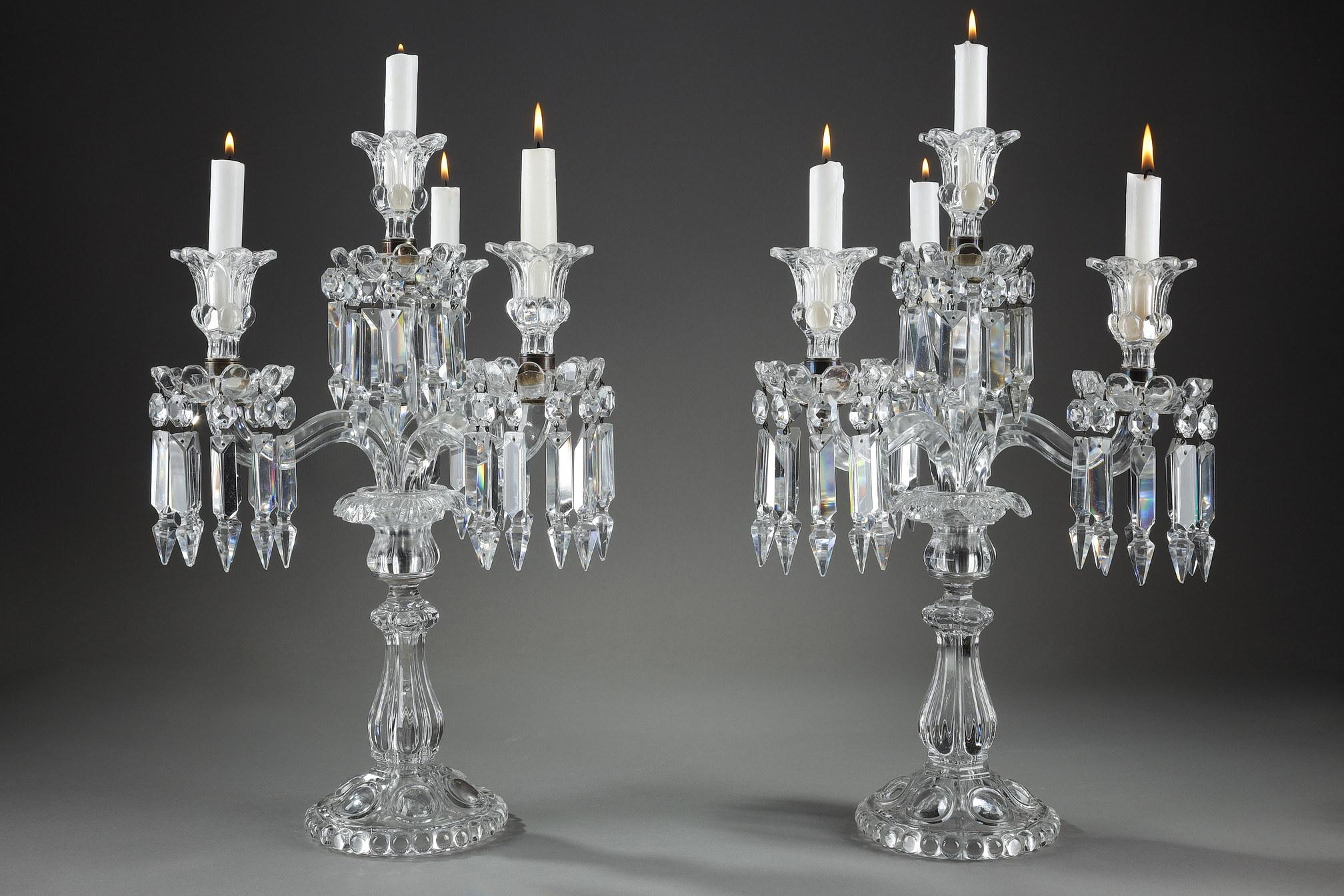 Pair of Baccarat Crystal Candleholders In Good Condition In Paris, FR