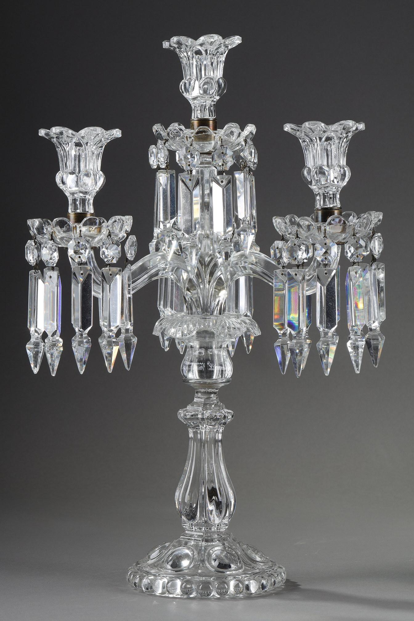 Pair of Baccarat Crystal Candleholders 1