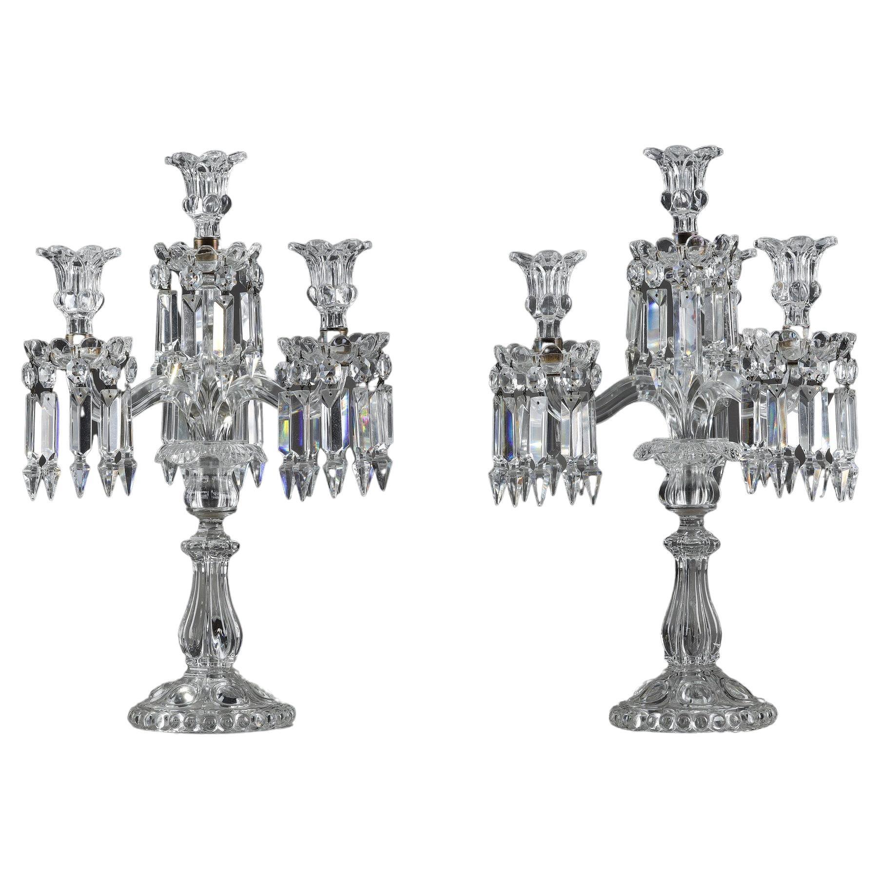 Pair of Baccarat Crystal Candleholders