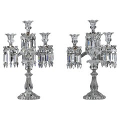 Paire de bougeoirs en cristal de Baccarat