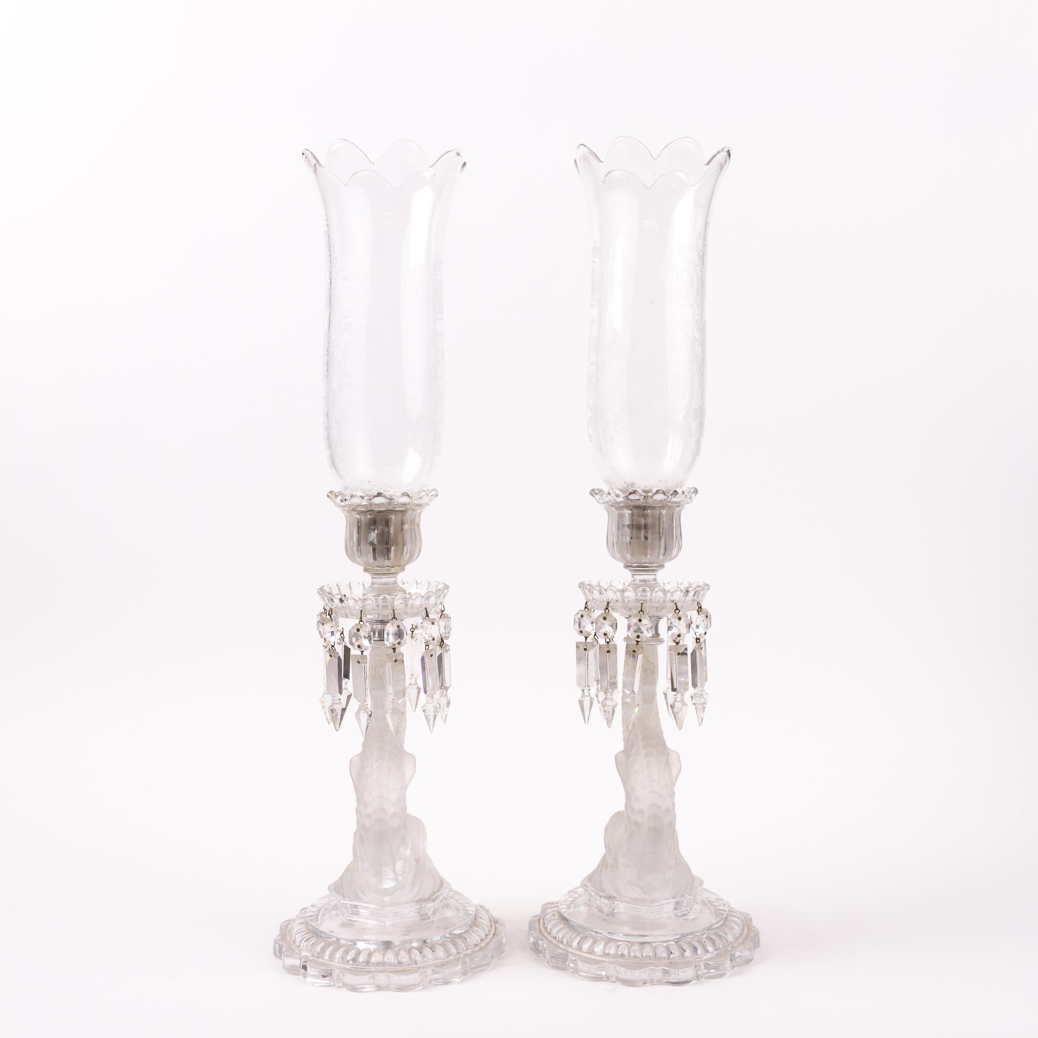 Pair of Baccarat Crystal Dolphin Candle Holders Early 20th Century In Good Condition For Sale In Nottingham, GB
