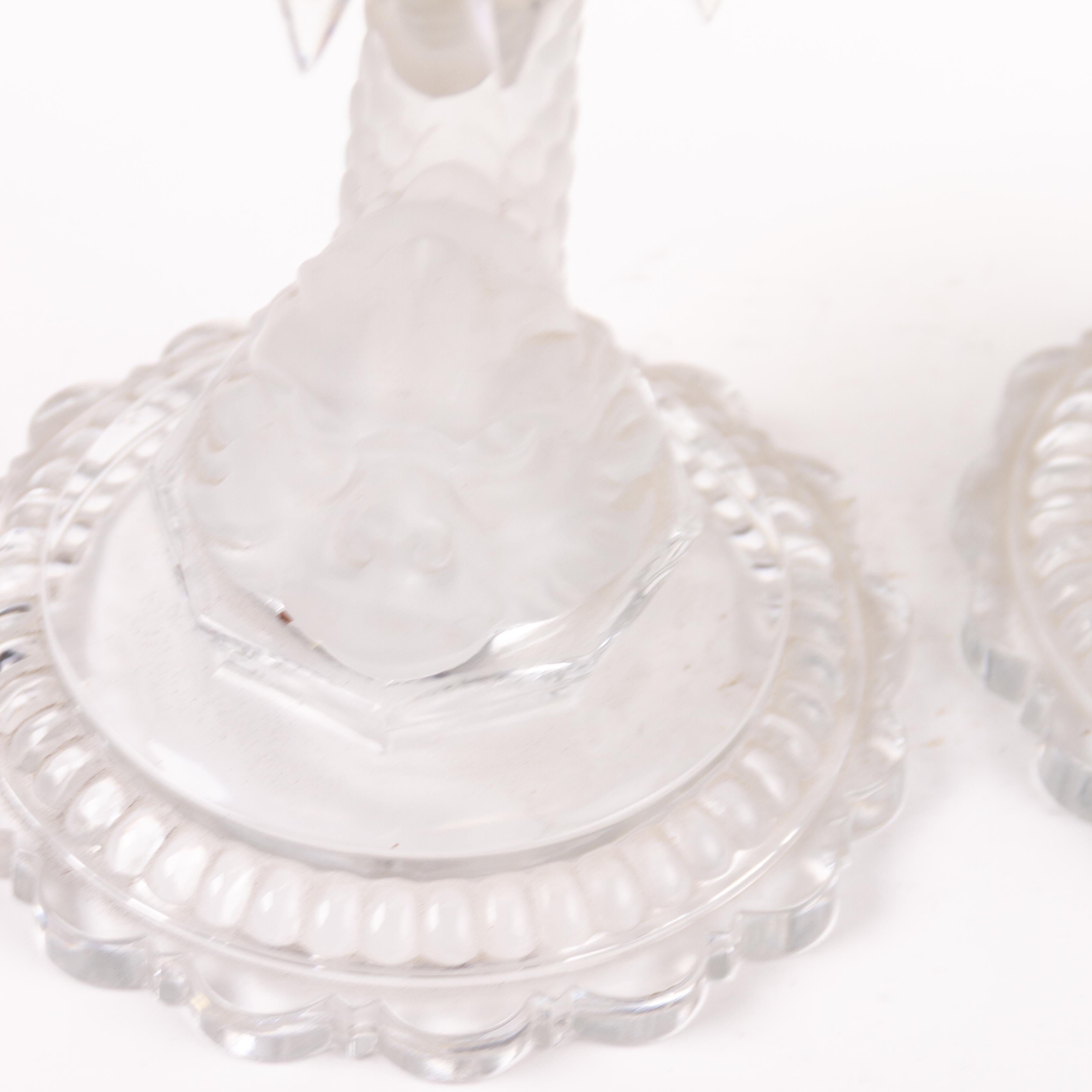 Pair of Baccarat Crystal Dolphin Candle Holders Early 20th Century For Sale 3