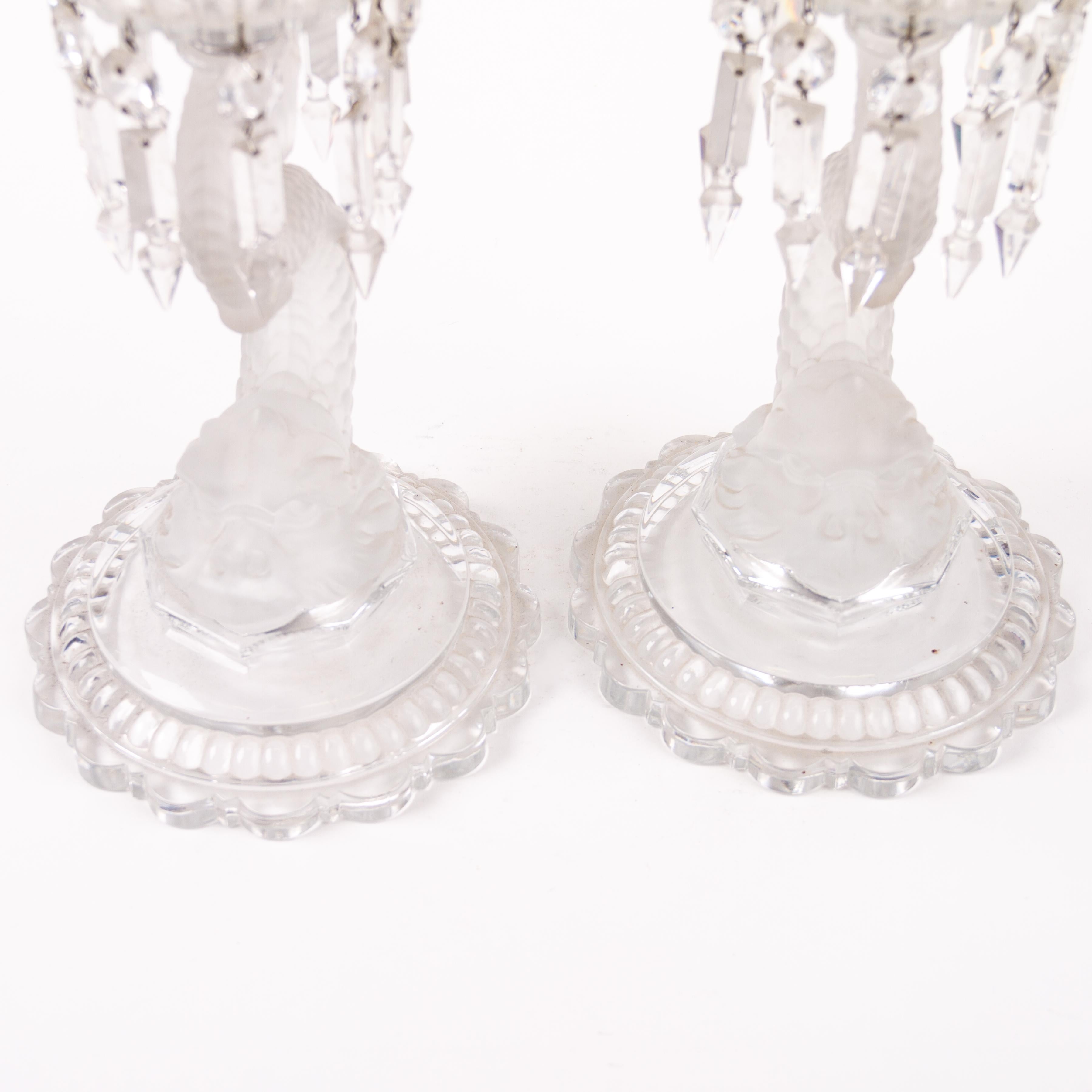 Pair of Baccarat Crystal Dolphin Candle Holders Early 20th Century For Sale 4