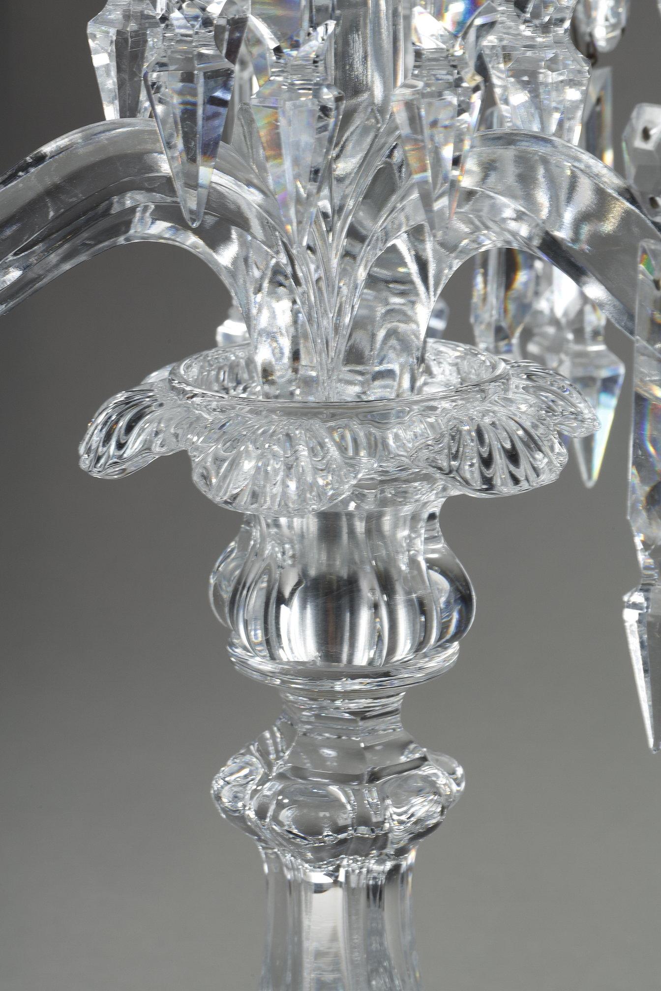 Pair of Baccarat crystal girandoles with four light arms 12