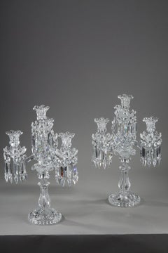 Paire de girandoles de Baccarat à quatre bras légers