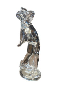 Coppia di statuine di golfisti in cristallo di Baccarat