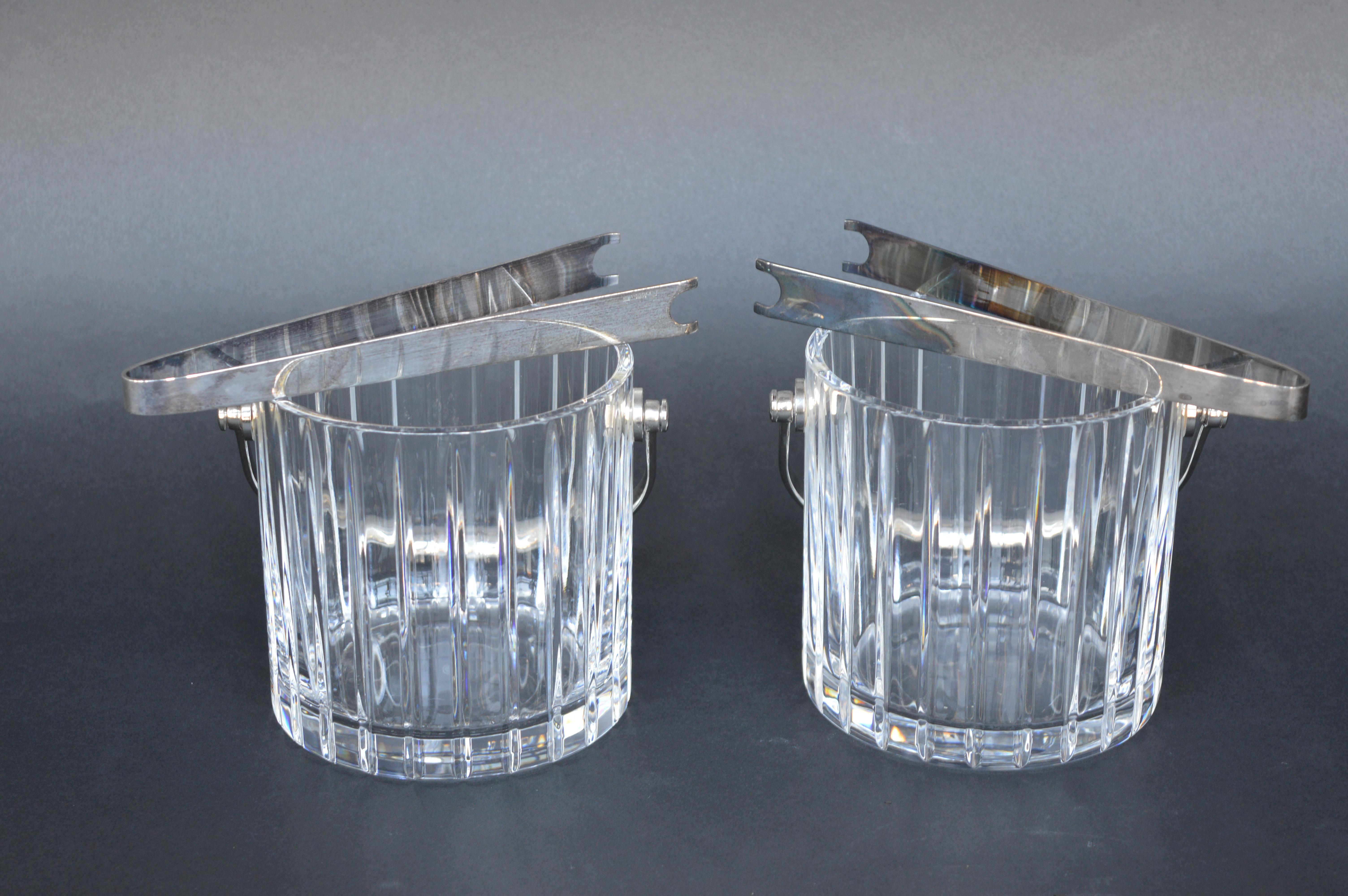 French Provincial Pair of Baccarat Crystal Ice Buckets 