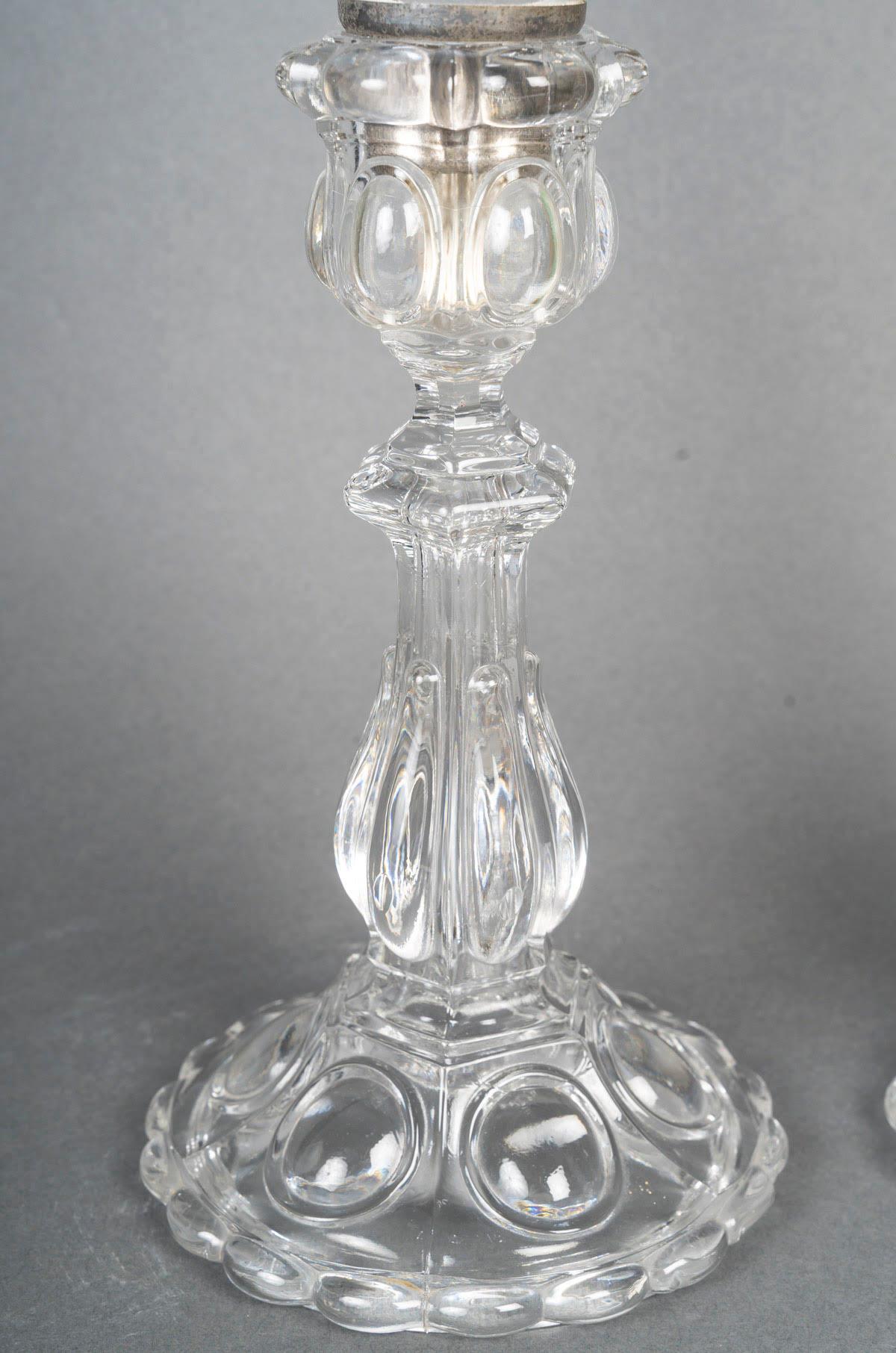 French Pair of Baccarat Crystal Photofores, 20th Century. For Sale