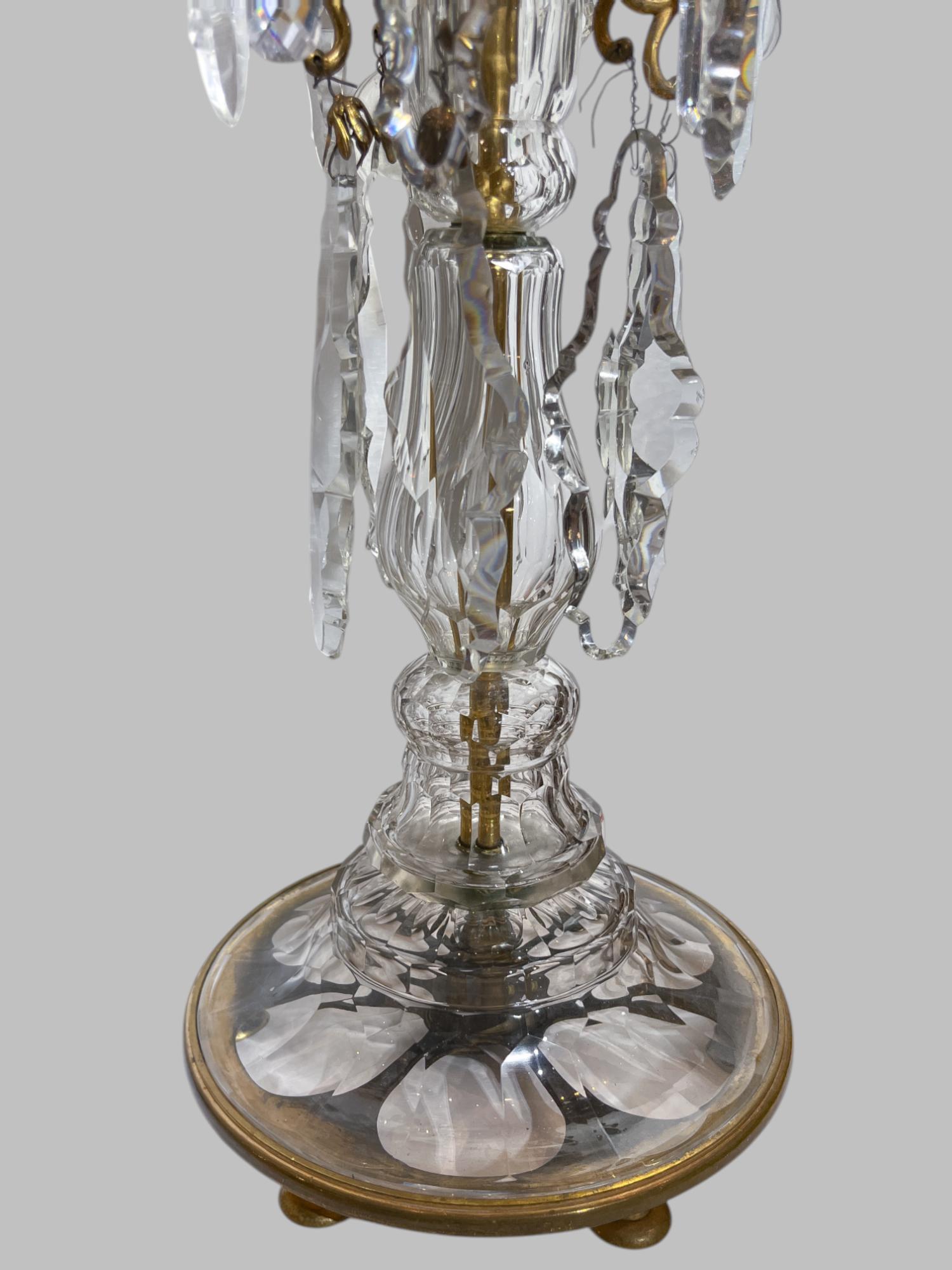 French Pair of Baccarat Crystal  Six-Light Girandoles Candelabras For Sale