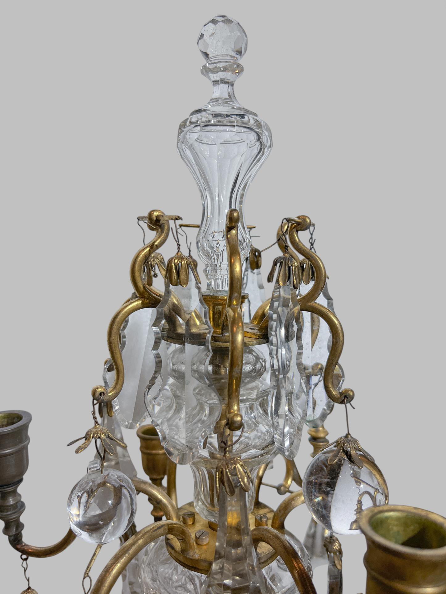 Pair of Baccarat Crystal  Six-Light Girandoles Candelabras In Good Condition For Sale In New York, NY