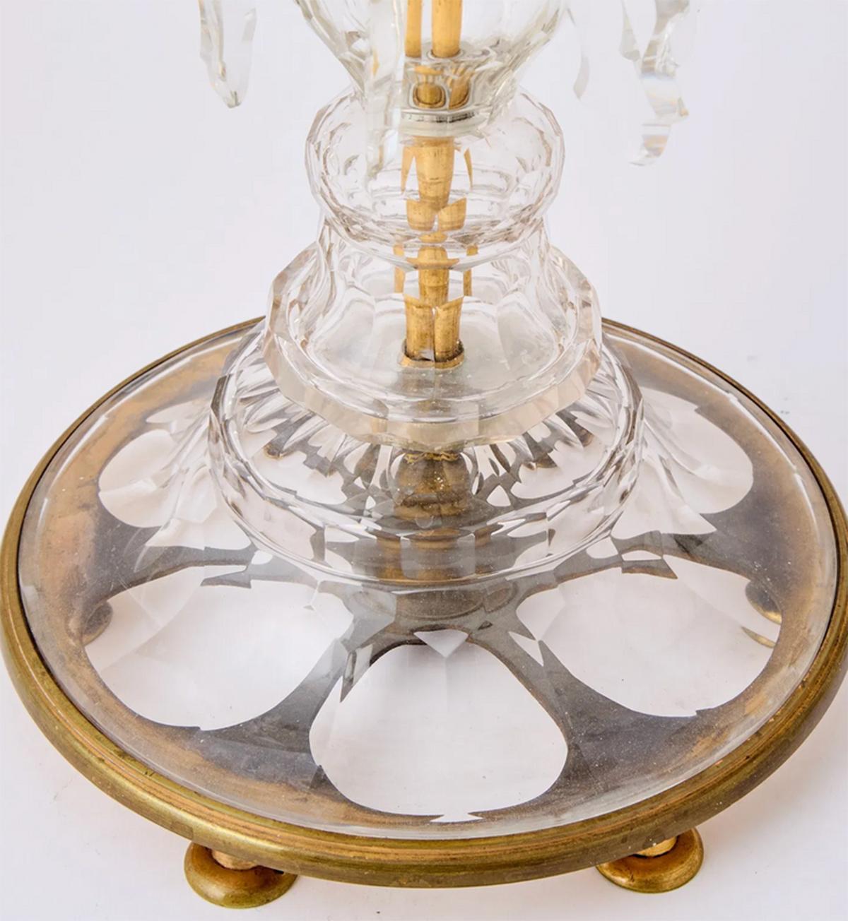 Pair of Baccarat Crystal  Six-Light Girandoles Candelabras For Sale 3