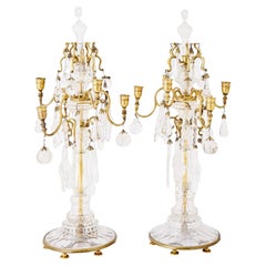 Pair of Baccarat Crystal  Six-Light Girandoles Candelabras