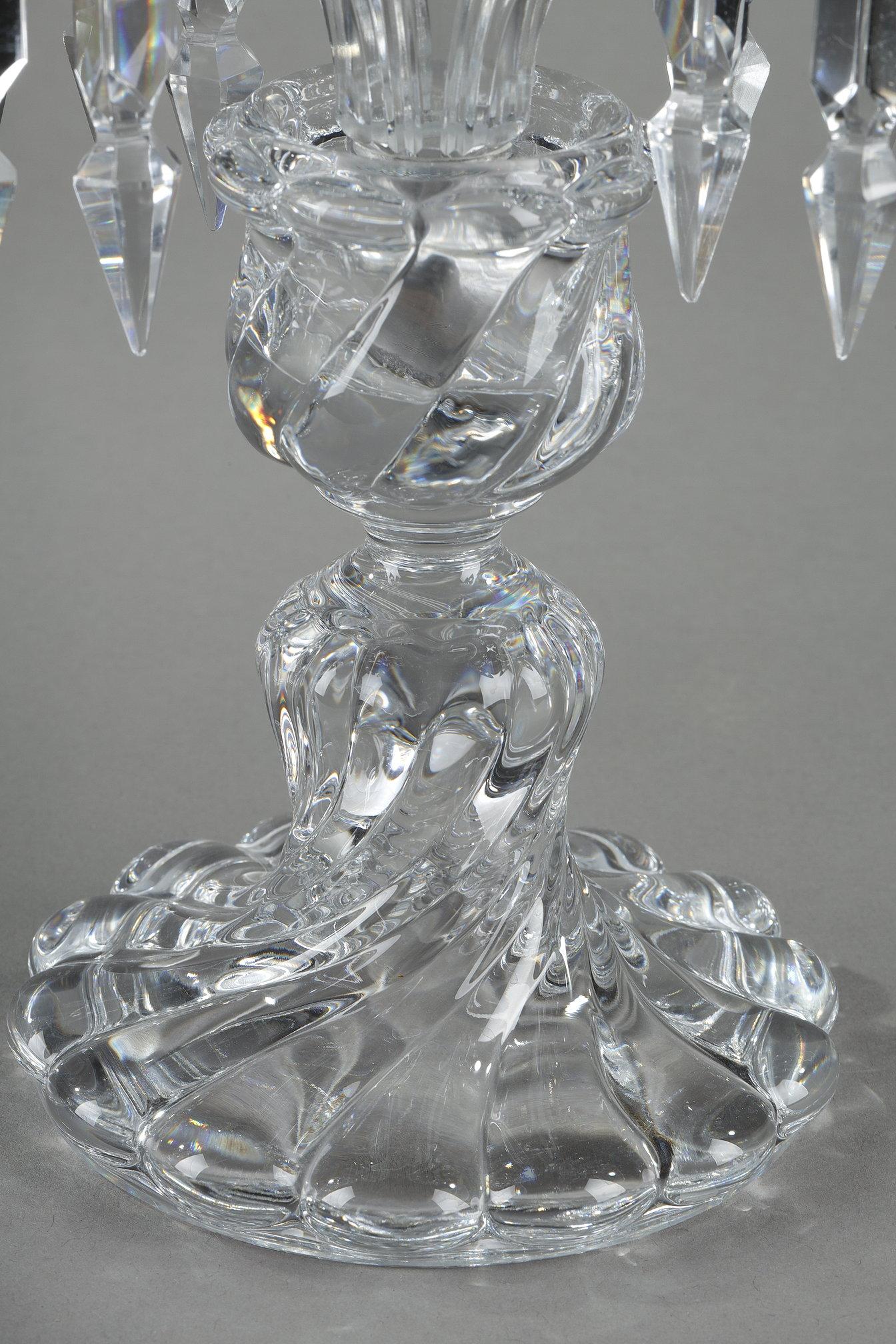 Pair of Baccarat crystal two-light candelabra 5