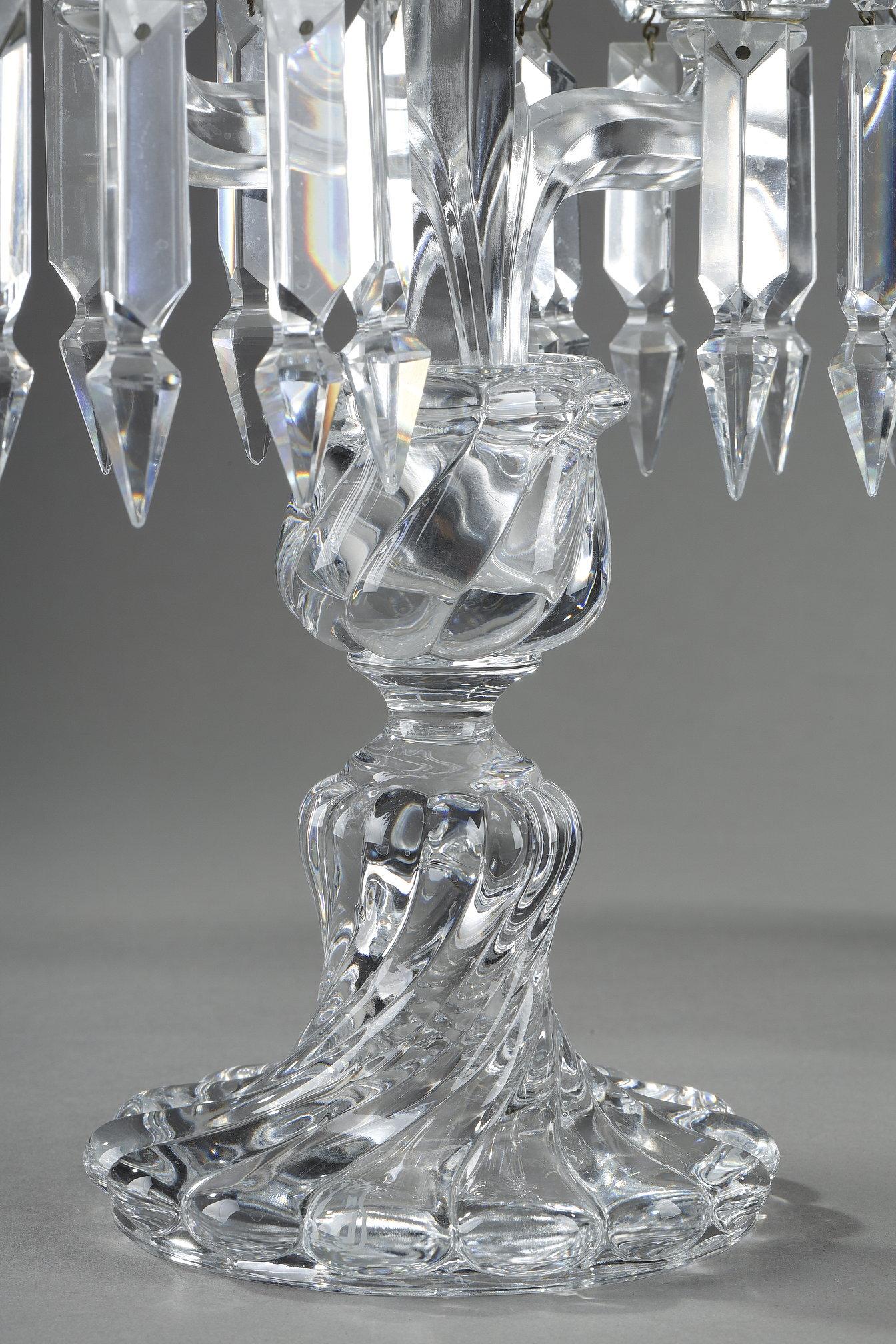 Pair of Baccarat crystal two-light candelabra 6