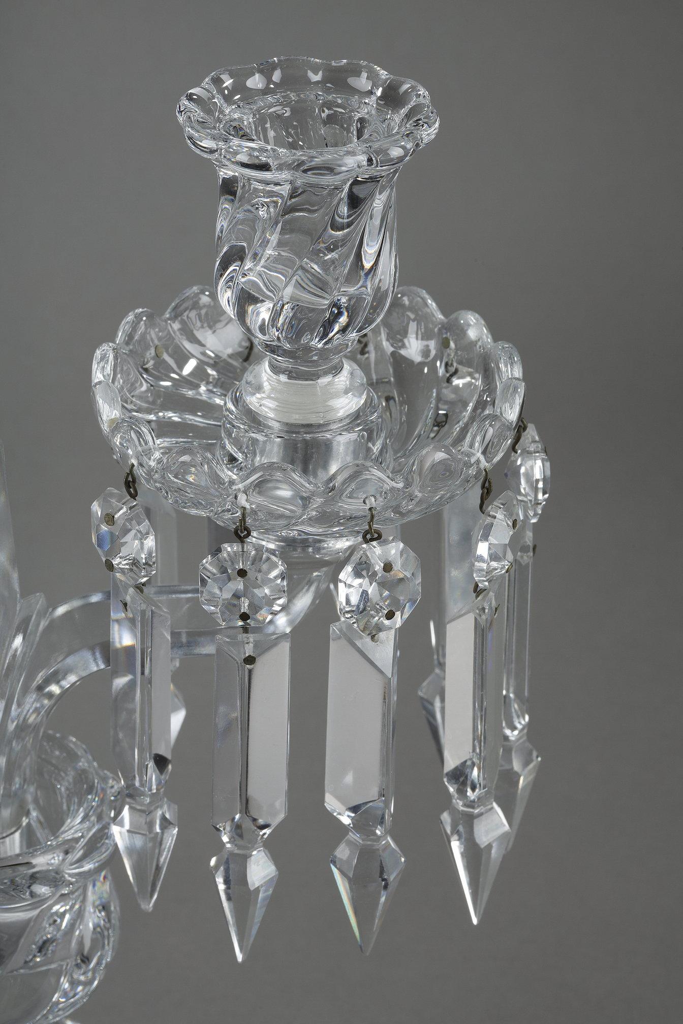 Pair of Baccarat crystal two-light candelabra 9