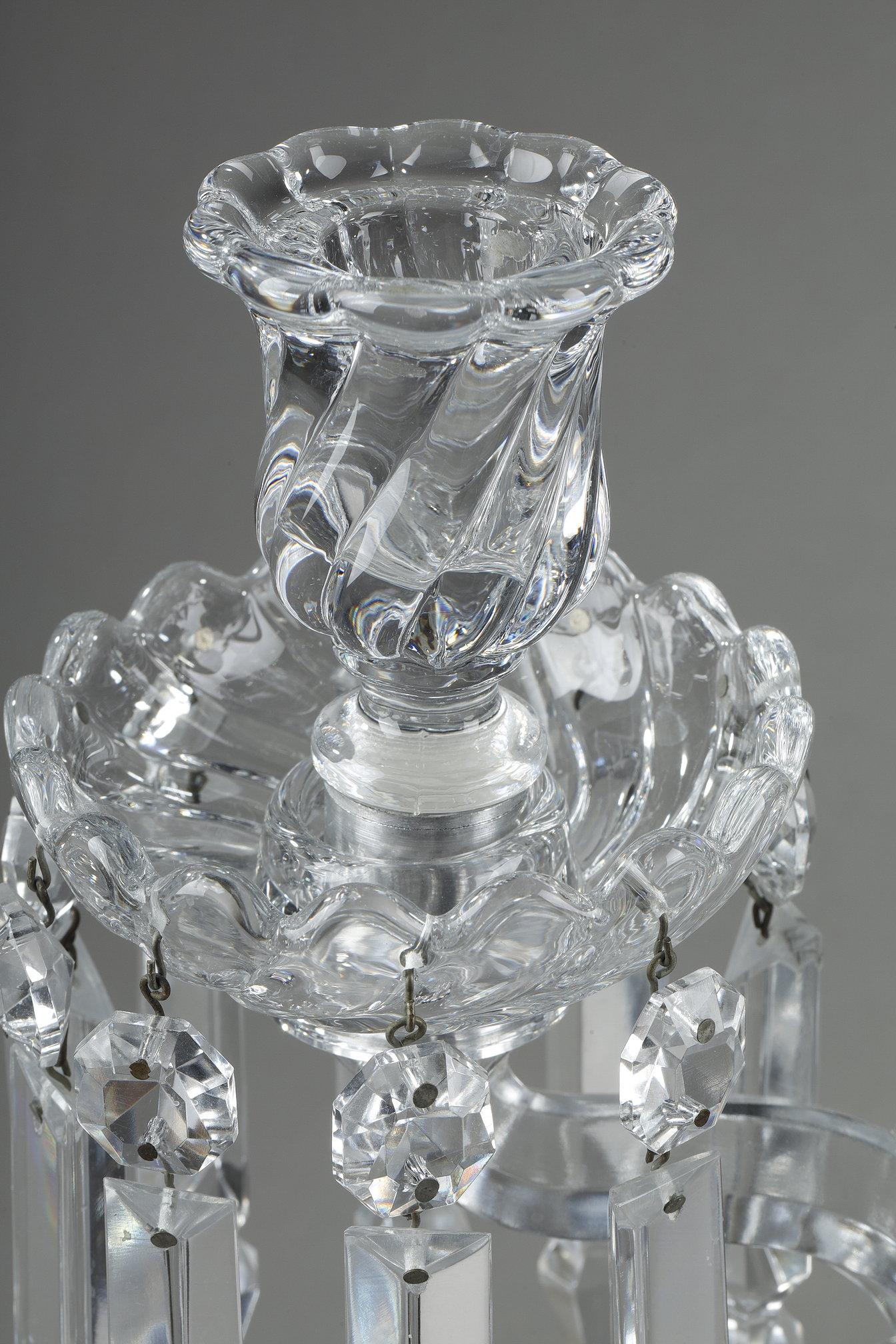 Pair of Baccarat crystal two-light candelabra 11